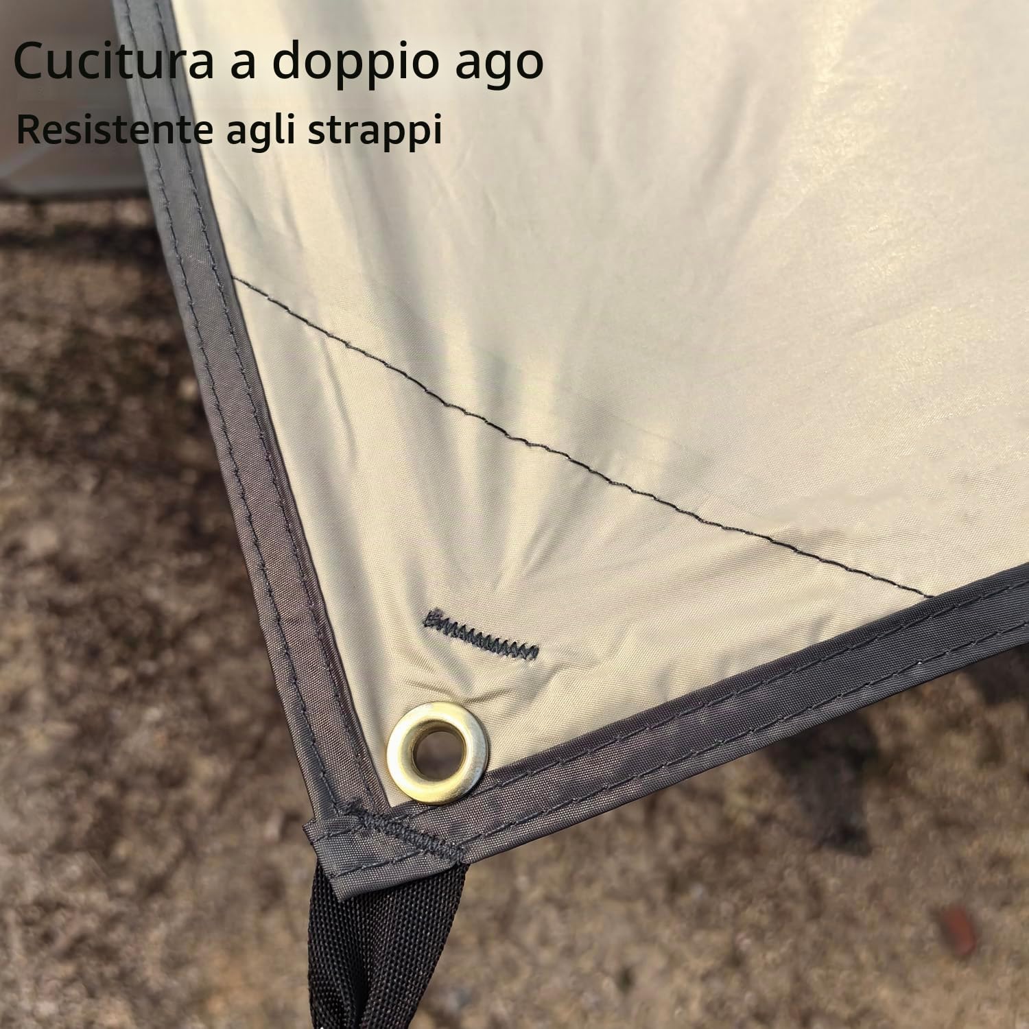 Ultralight Tarp Campeggio Impermeabile 3X3 3X4 3X5M Tendalino Spiaggia Parasole Multifunzionale Telo Frontale Tendalino Camper Telone con Occhielli (kaki, 3x5m)