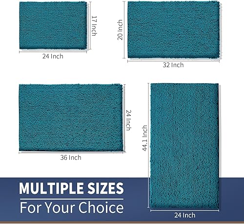 Miniatura 2 de Yimobra Juego de 2 alfombras de baño de felpilla de lujo, suaves y absorbentes, antideslizantes, lavables para baño (31.5 x 19.8 + 24 x 17 pulgadas,