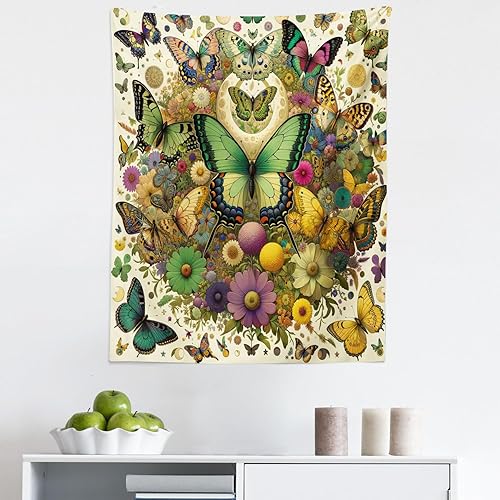 Miniatura 292 de Ambesonne Tapiz gótico, patio con hiedra encantada en la puerta antigua al bosque, colgante de pared ancho para dormitorio, sala de estar, 2-Verde