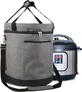 Musbus Carry Bag for 8 Quart Instant Pot, CrockPot and Hamilton Beach Models, Double Layers Carrier with Adjustable Strap, with Crock-Pot and Hamilton, GRAY