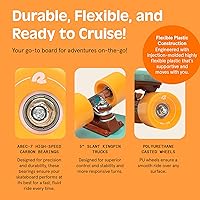 Vista 5 de Retrospec Quip Mini Cruiser Skateboard 22.5" Patineta Cruiser Completa de Plástico Retro Clásico con Rodamientos ABEC 7 y Ruedas PU, Tabla Compacta