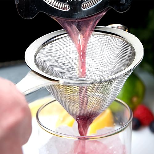 Miniatura 5 de Colador de cóctel de malla fina, tamiz de acero inoxidable 304 a prueba de óxido para bares caseros y camareros profesionales, perfecto para