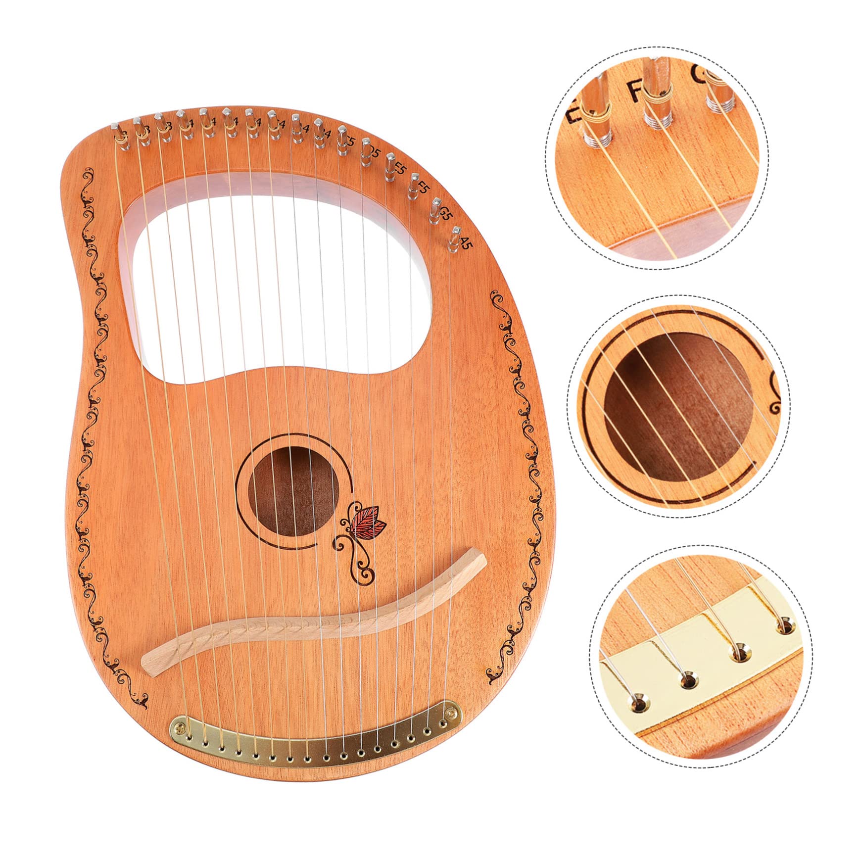 SUPVOX Strumento Musicale in Legno e Effetto Sustain Prolungato Portatile Arpa Lira 16 Corde, Design Delicato per Principianti e Musicisti