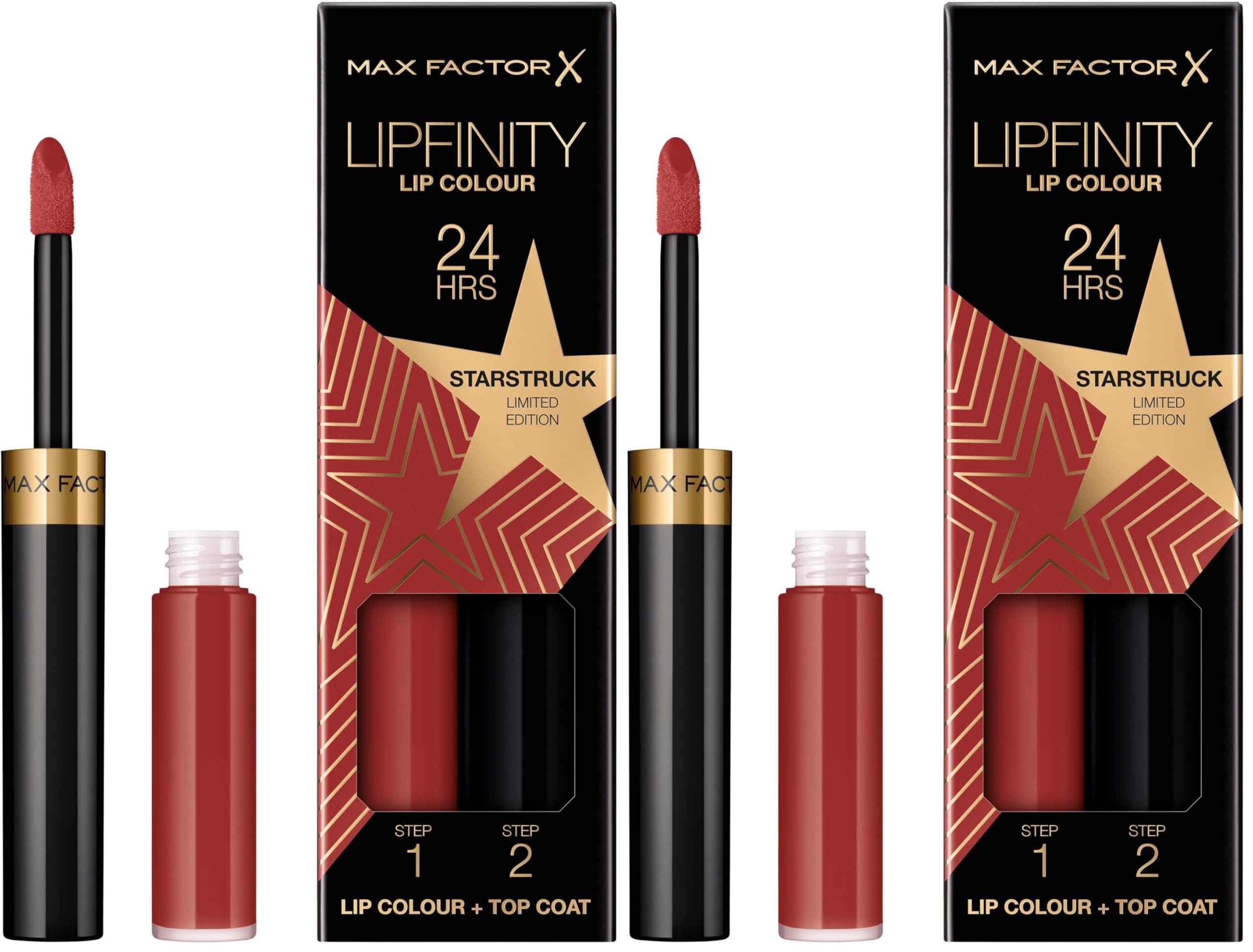Max Factor Lipfinity Lip Colour Rising Stars Collection, 90 Starstruck, langanhaltender Lippenstift + feuchtigkeitsspendender Top Coat, bis zu 24h Halt, mit präzisem Applikator, 2.3 ml + 1.9 g