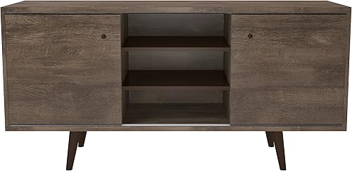 Midtown Concept Soporte de TV Mid-Century con 3 estantes (53 pulgadas), color marrón envejecido