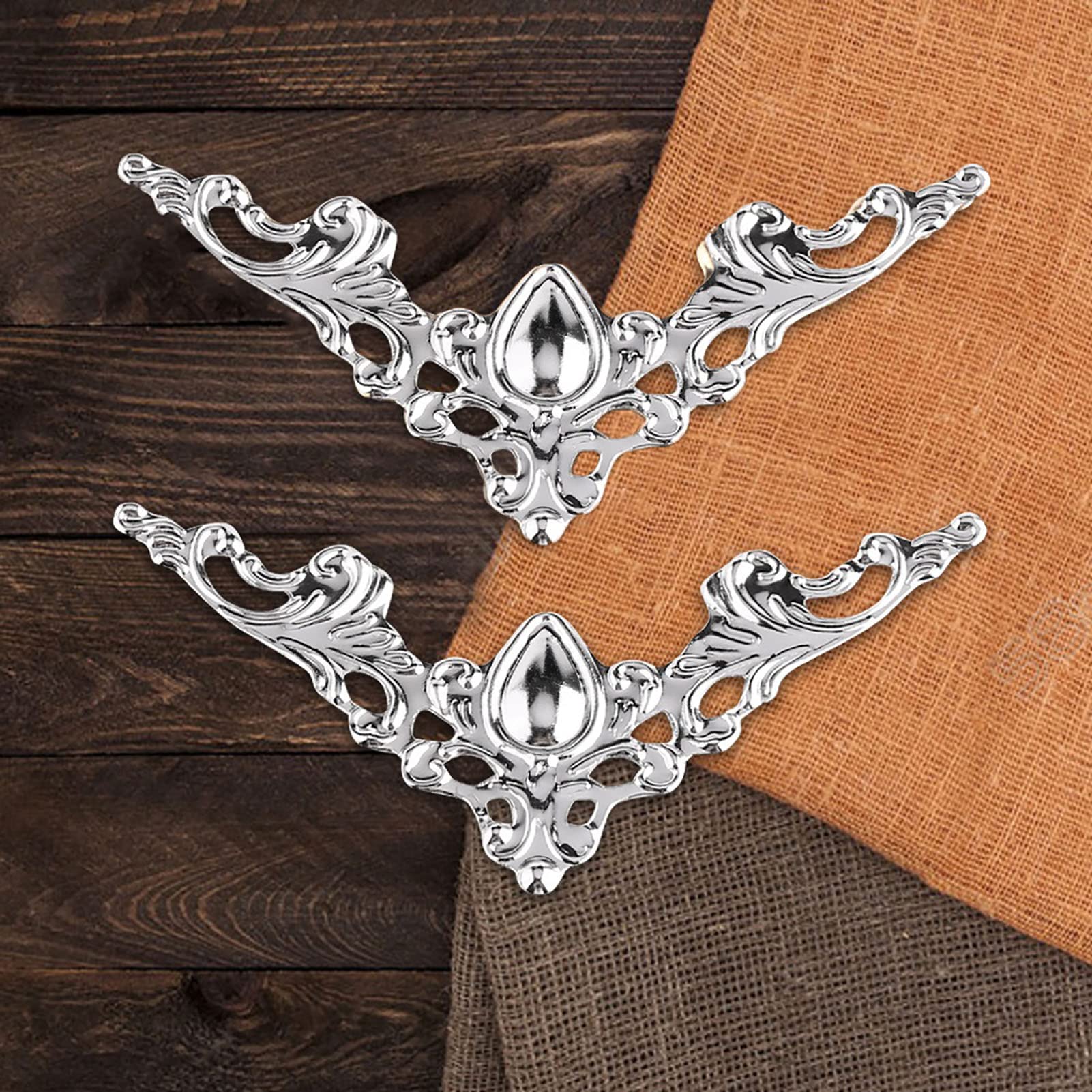 Antique, Metal, Box Corner Protectors for Jewelry Box, Book, Decorative Cover, Antique Box Corner, Scrapbook (White)