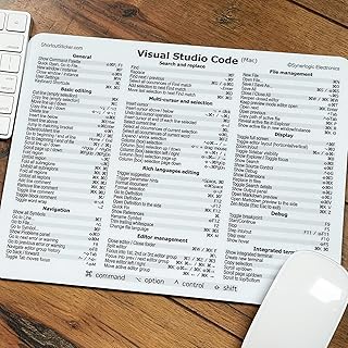 SYNERLOGIC Visual Studio Code Ultimate Keyboard Shortcut Reference Guide Mousepad, Premium Laminated Non-Slip Rubber (for Mac)