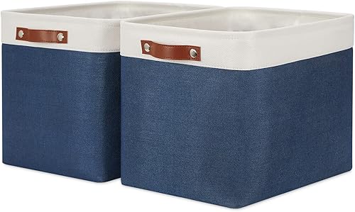 Vista 339 de HNZIGE - Canastas pequeñas de tela para organización (paquete de 6) canastas plegables de almacenamiento para estantes, armarios, lavandería, Asas