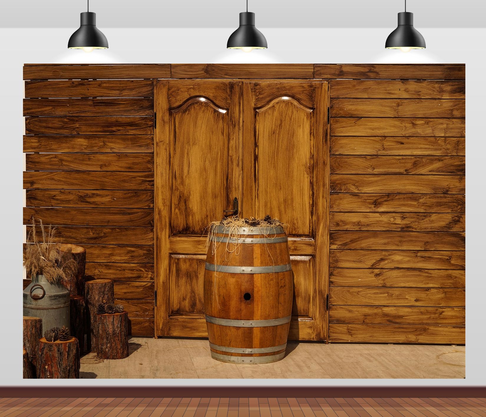 10x8FT (3x2.5m) Porta Rustica In Legno E Botte Sfondo Fotografico