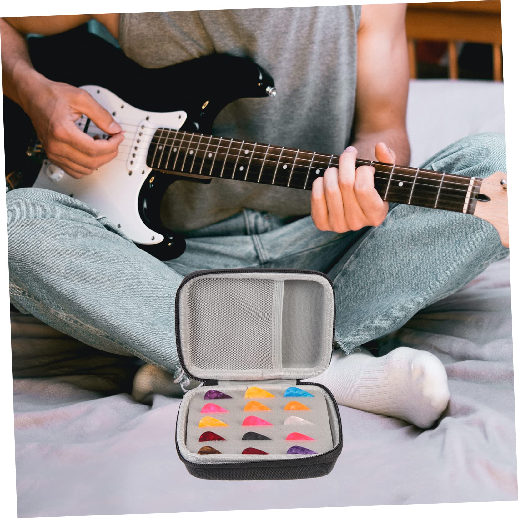 VICASKY 3 Juegos Recoger Bolsa de Almacenamiento púa portátil para Guitarra púas de Pulgar para Guitarra bajo puas Guitarra acústica púas Guitarra eléctrica Titular de Almacenamiento Eva