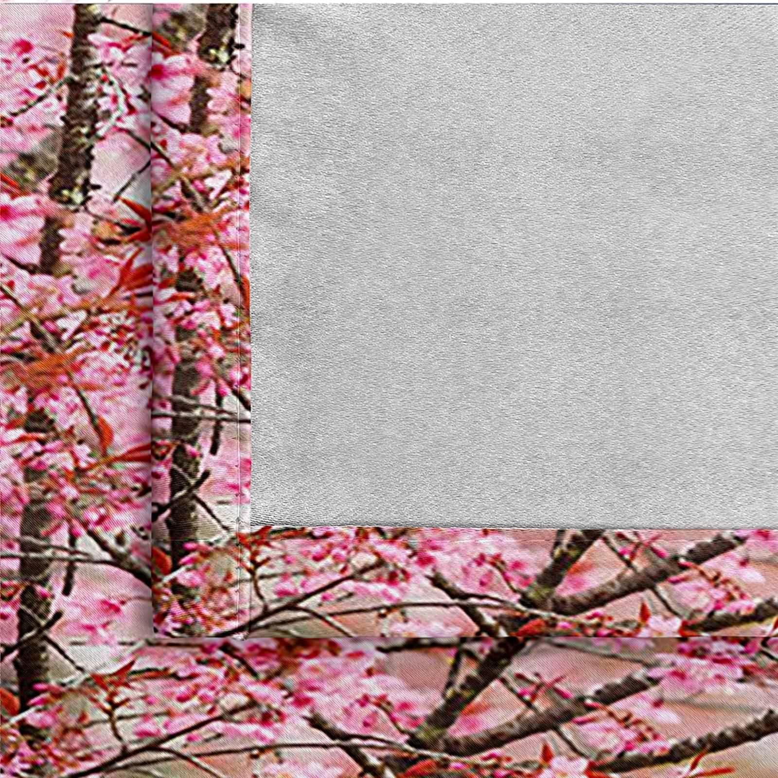 Rideaux Fenetre Chambre, Rideau Anniversaire Rose Marron Polyester Branches et Fleurs Roses 96L x 229H CM Lot de 2