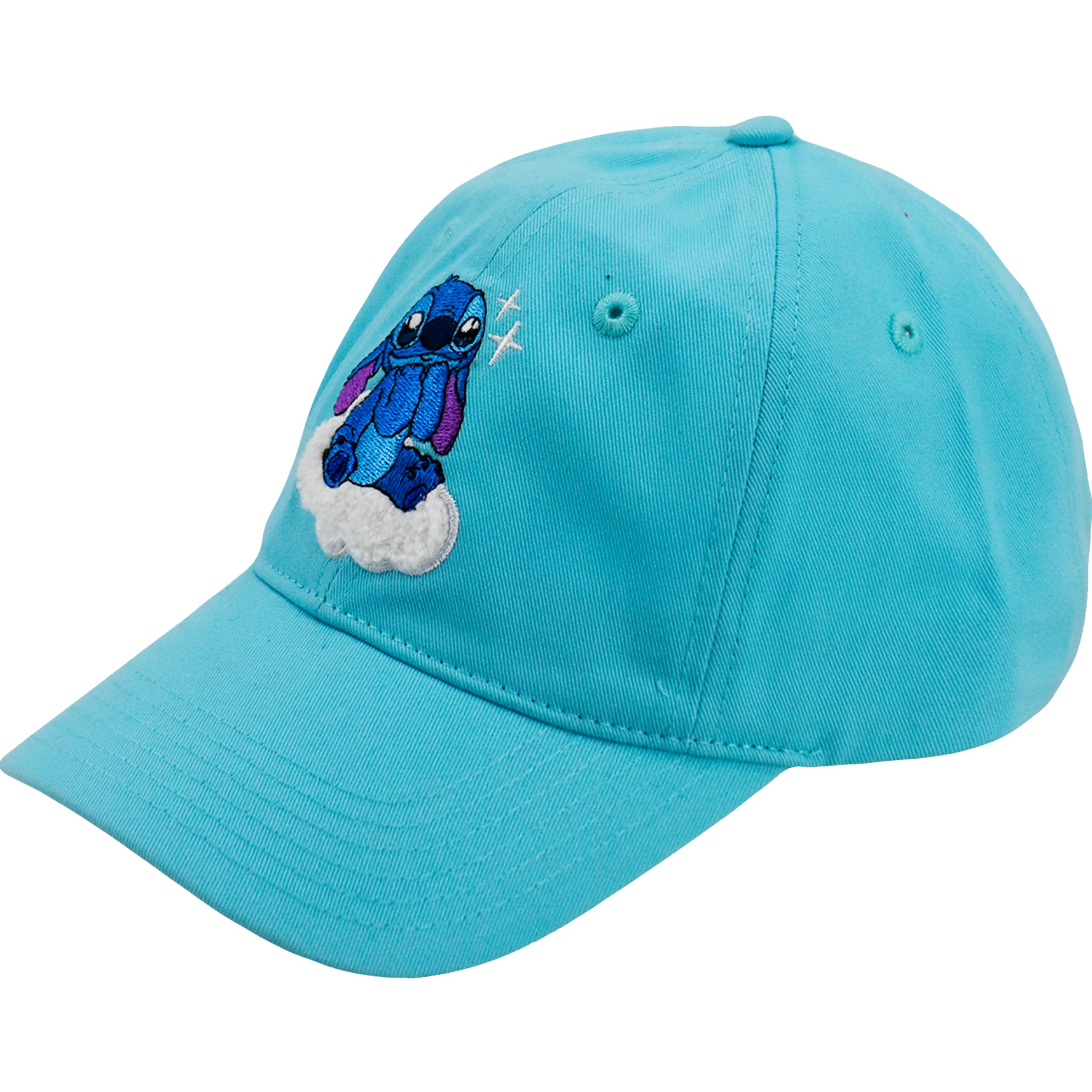 Disney Stitch Dad Hat Sparkle Eyes Cloud Adjustable Baseball Cap with Curved Brim Blue
