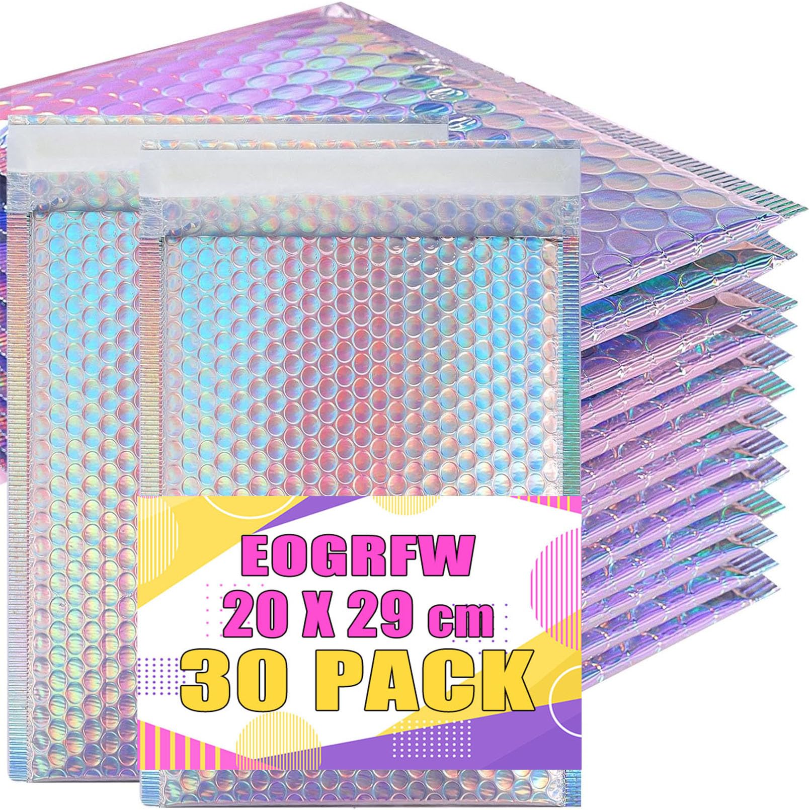 30 Stück Metallic Luftpolsterumschläge, Selbstklebende Luftpolstertaschen, Luftpolster-Versandtaschen für Versand und Verpackung, Wasserdichte Gepolsterte Umschläge, Innenmaß 17,8 x 25 cm