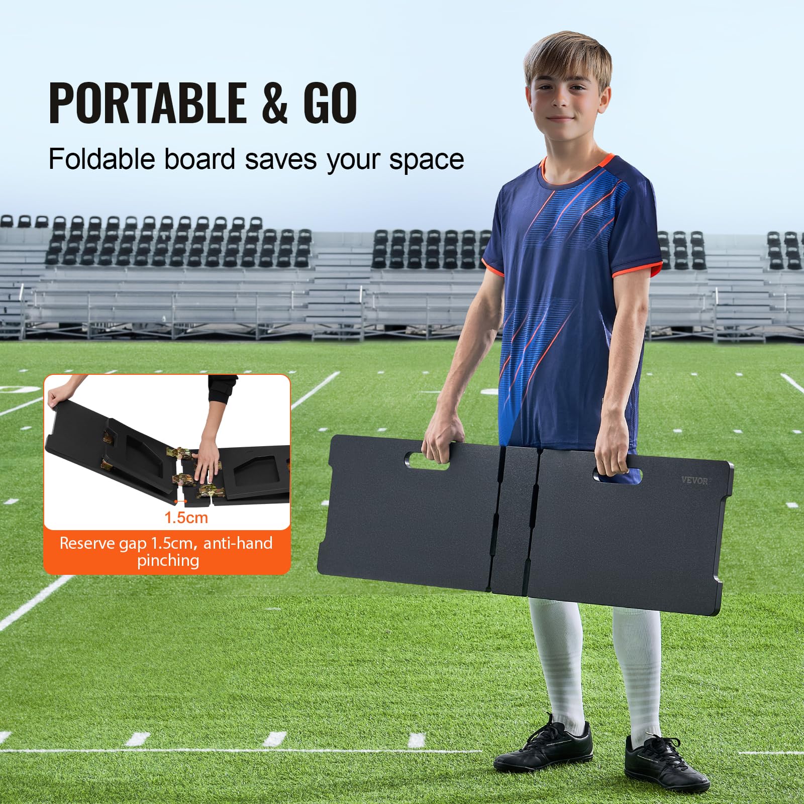VEVOR Pedana da Rimbalzo da Calcio 1150 x 330 mm Parete Calcio Portatile, 2 Angoli di Rimbalzo, Pedana da Rimbalzo Pieghevole, Attrezzatura Allenamento per Bambini Adulti, Esercizi di Passaggio Tiro