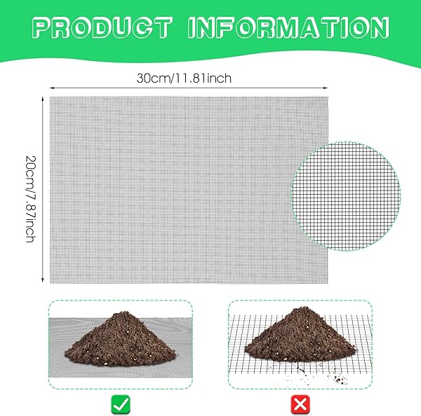 Ouligay 10 Stück Umtopfmatte Lochgitter Für Blumentöpfe, Kunststoffgewebe, 30 X 20 cm Verhindert Erdverlust, DIY-Drainagenetz Für Bonsai-Töpfe, Grau - 2