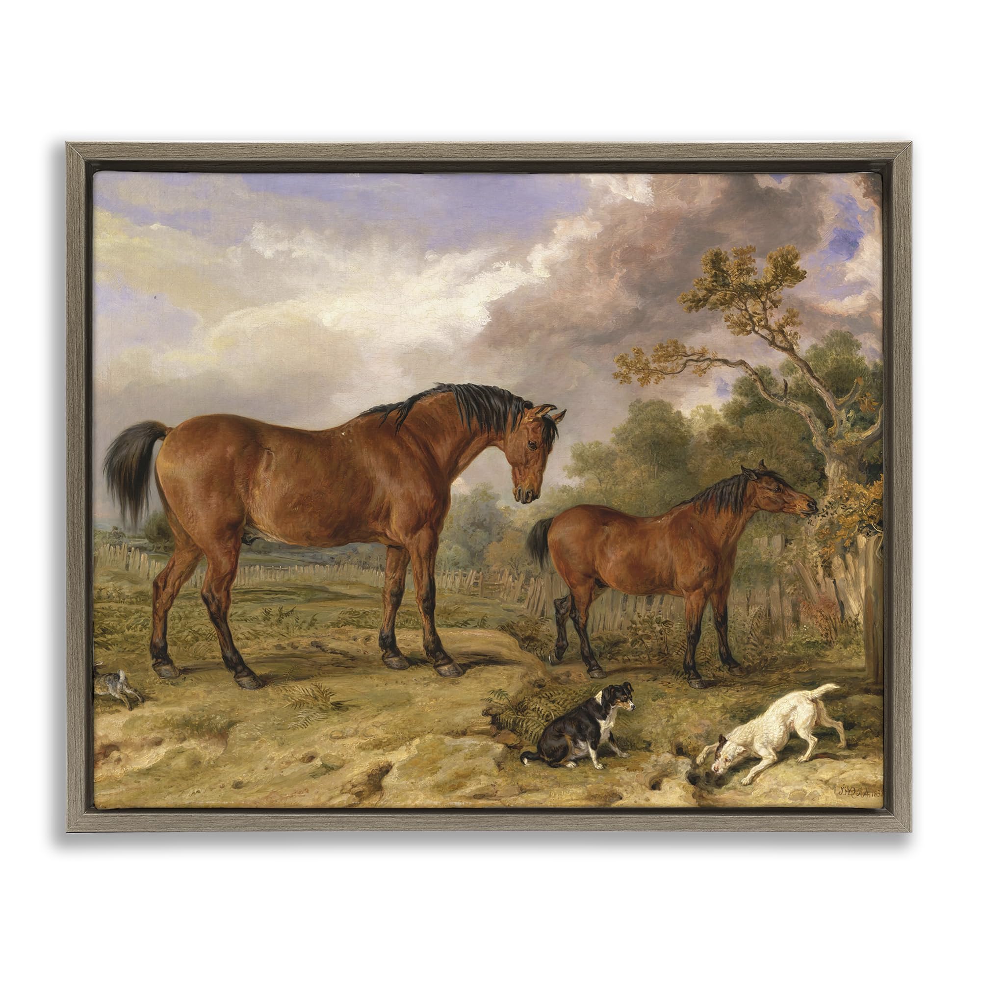 Stupell Industries Montalcino Elm (Textured) 'Classic Portrait Of Horses'| Floating Frame Canvas Art
