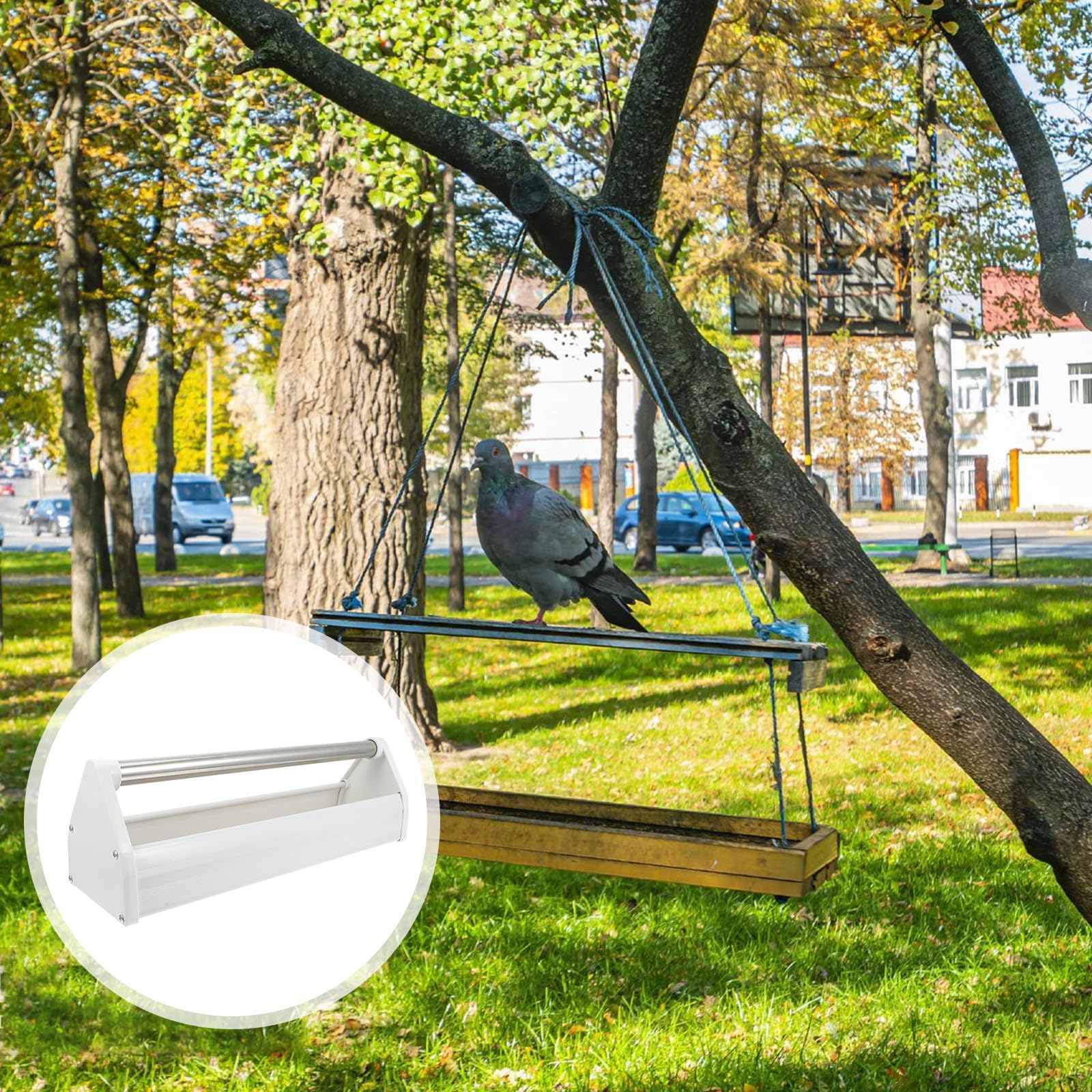 Mangeoire Anti-déversement Robuste et Facile à Nettoyer pour en Acier Inoxydable Blanc, Mangeoire Pratique pour Oiseaux D'intérieur et Parcs