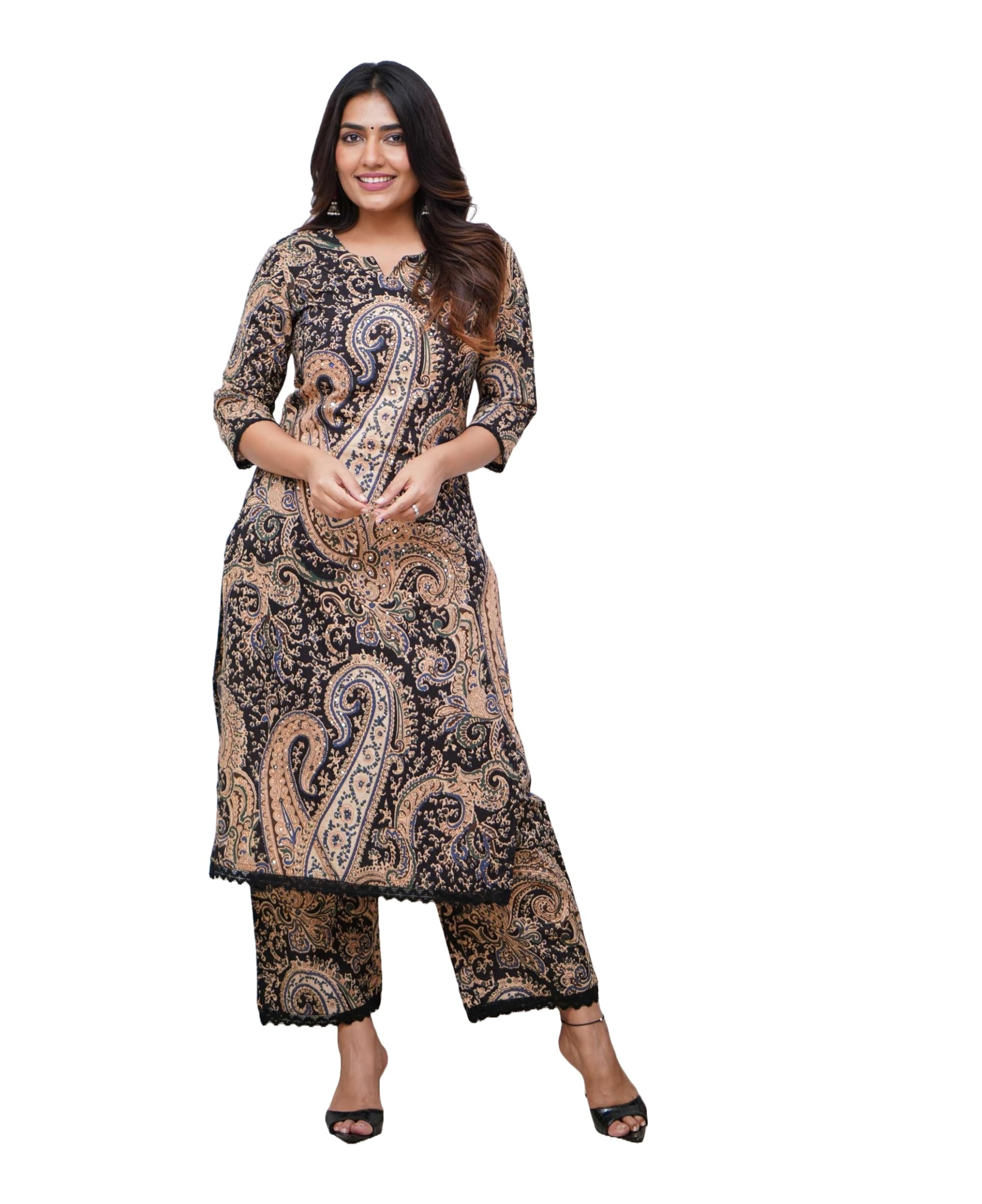 Nermosa Women Printed Straight Kurta and Pant Set (Large) (B0D98N1GRS) Amazon Price History, Amazon Price Tracker