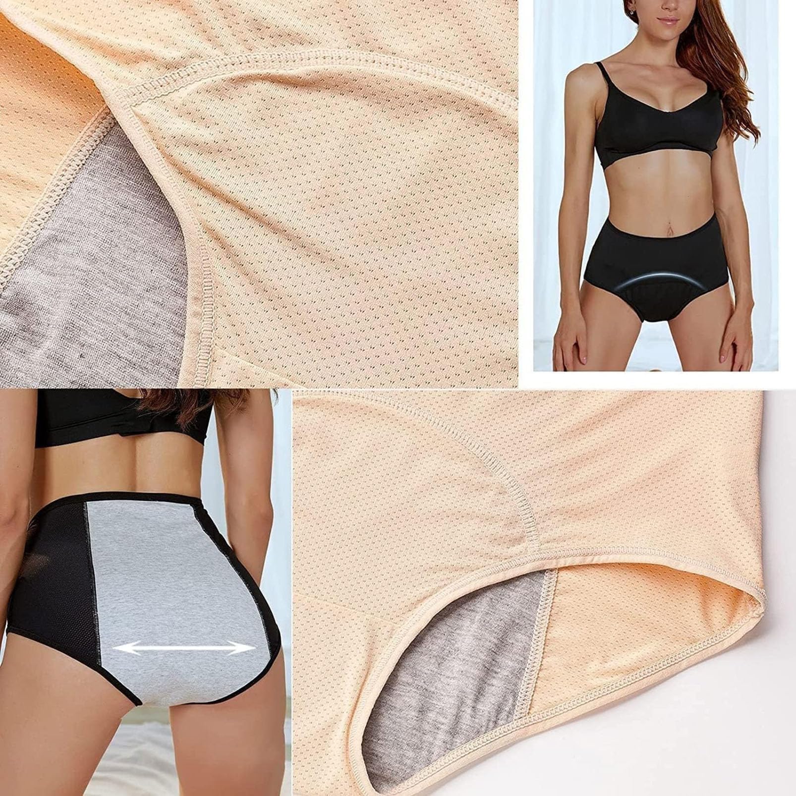 Bragas Menstruales a Prueba de Fugas, Ropa Interior de Incontinencia para Mujer, Bragas Protectoras Menstruales Posparto, Ropa Interior para Incontinencia Lavables y Reutilizables
