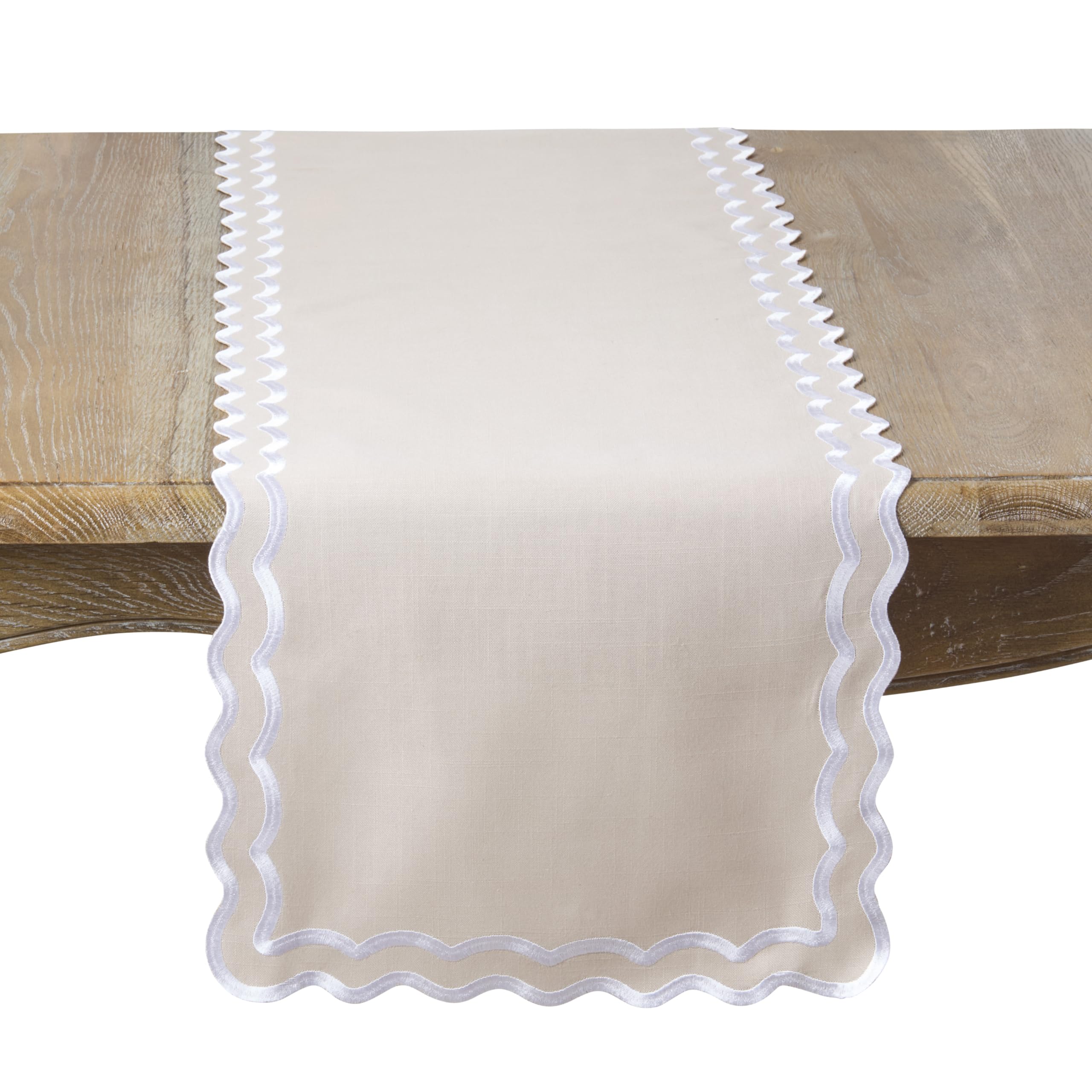 SARO Lifestyle Camino de Mesa con Borde Festoneado, Elegante Camino de Mesa para Uso Diario con Bordes festoneados Bordados para mesas de Comedor y Entretenimiento Moderno, 16 x 72 Pulgadas, Color