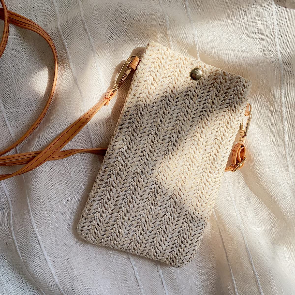 Sacs à Bandoulière Tissés en Paille pour Femmes, Sacs Décontractés pour Téléphone Portable