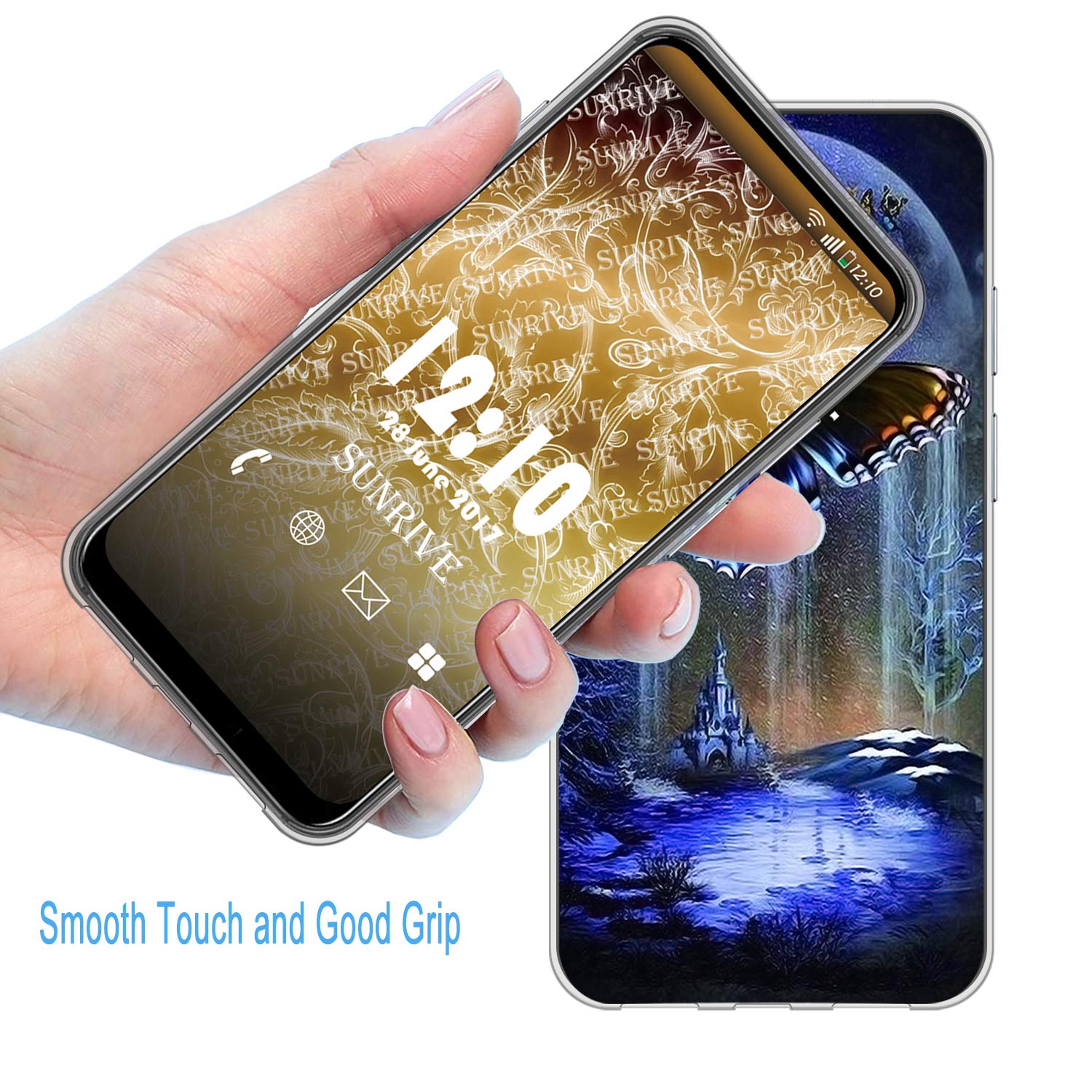 Sunrive Cover Per Wiko View2 Go, Custodia Case in molle Trasparente TPU silicone Morbida Flessibile Antigraffio protettiva back custodie per Wiko View2 Go 5,93 pollici(tpu Marmo bianco