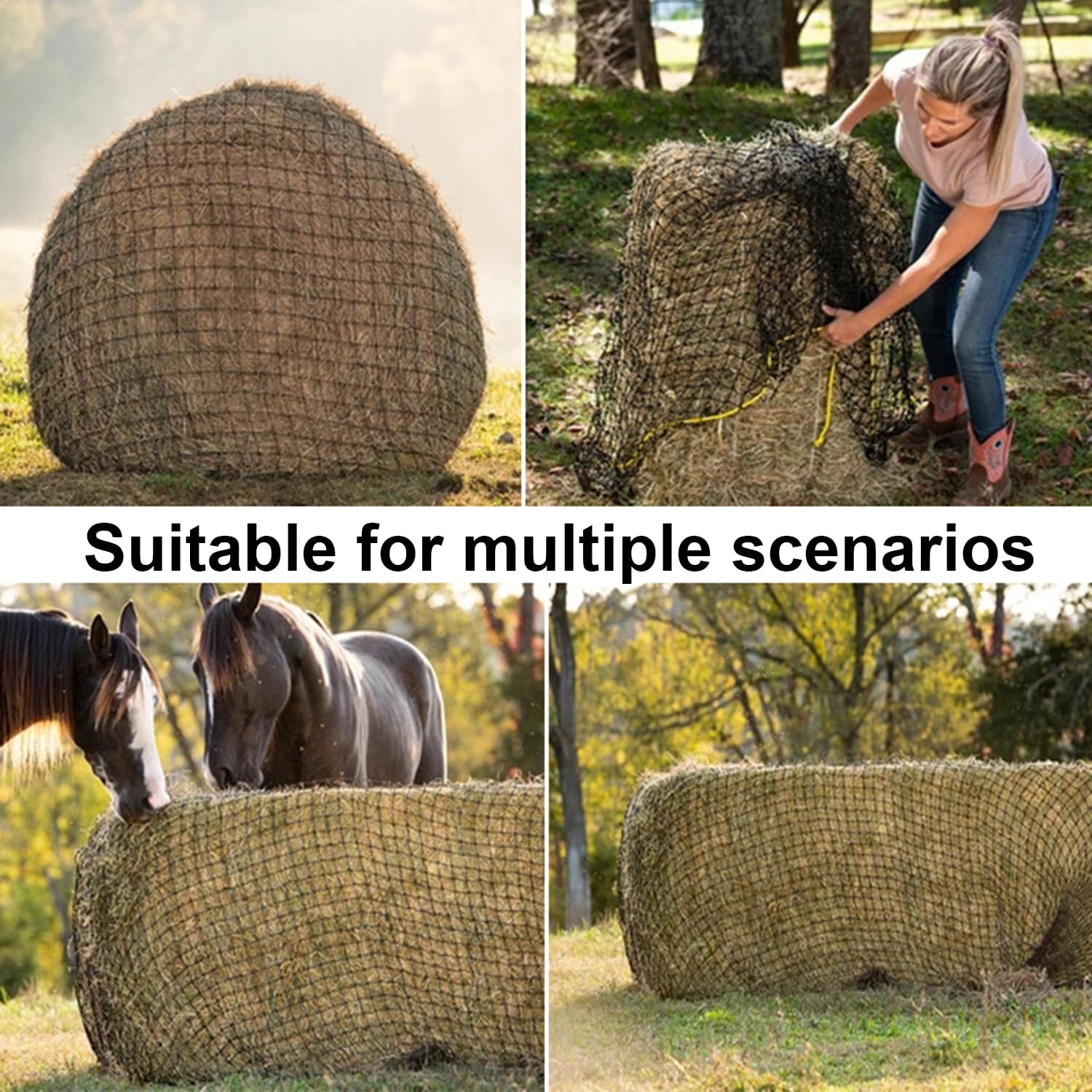 Red De Heno para Caballos,6x6 FT Red De Heno En Pacas Redondas Red De Heno Resistente Al Desgaste para Caballos,Malla De 4.5 x 4.5 Cm,Prolongación De Los Tiempos De Alimentación (180x180cm)