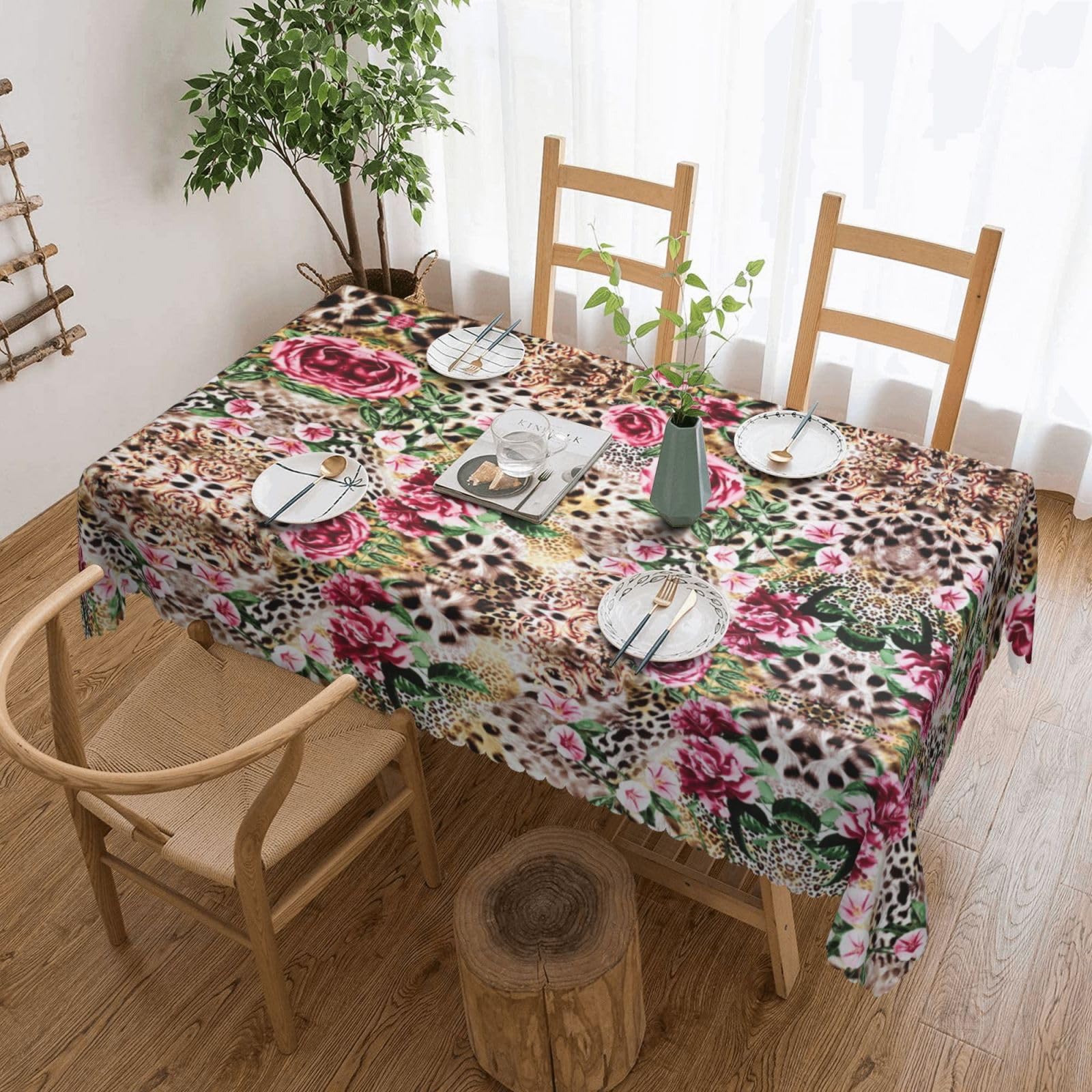 Nappe rectangulaire imprimé léopard rose qualité premium