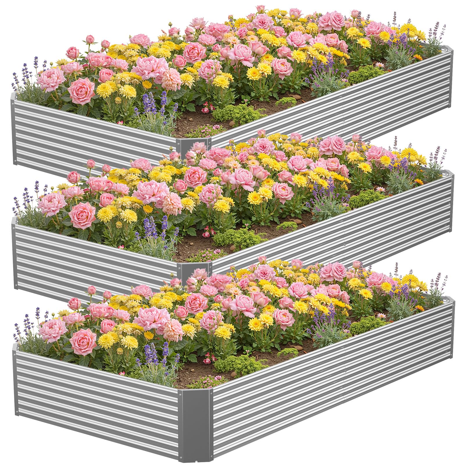 Annzoe 8x4ft Galvanized Raised Garden Bed