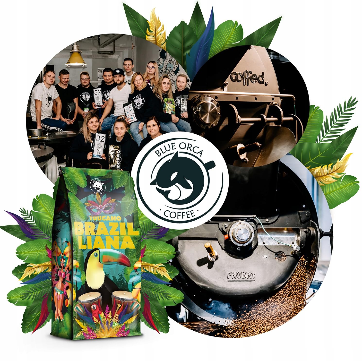 Blue Orca Coffee - BRAZILLIANA TOUCANO - Ganze Kaffeebohnen aus Brasilien - Multi Origin - 100% Arabica, 1 kg