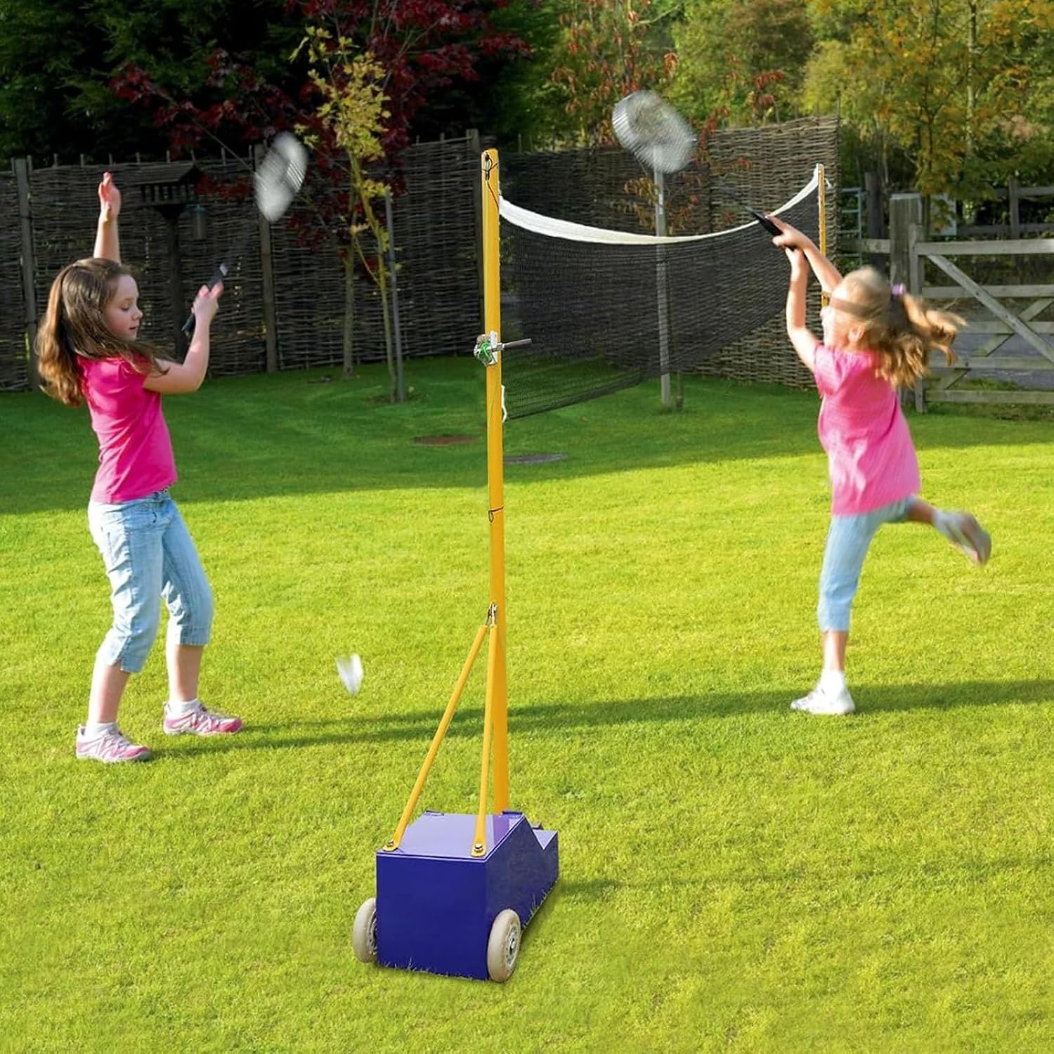 Poste de Voleibol, Poste de Red de bádminton con Altura Ajustable, Postes de Voleibol Resistentes para Interiores y Exteriores con Ruedas y Red, para estadios de Adultos y niños.