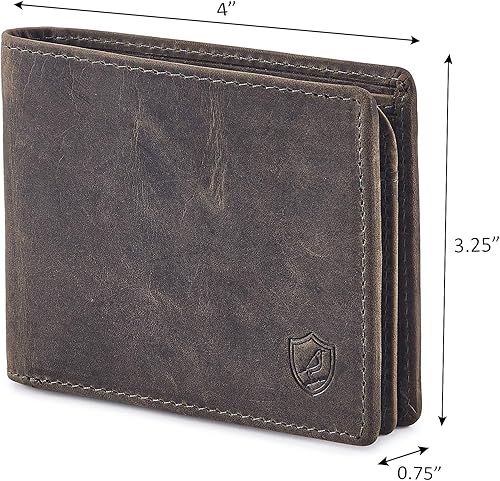 Miniatura 3 de Cochoa - Cartera de dos cuerpos y de piel auténtica para hombre, con bloqueo RFID y con 2 ventanas para tarjetas de identificación