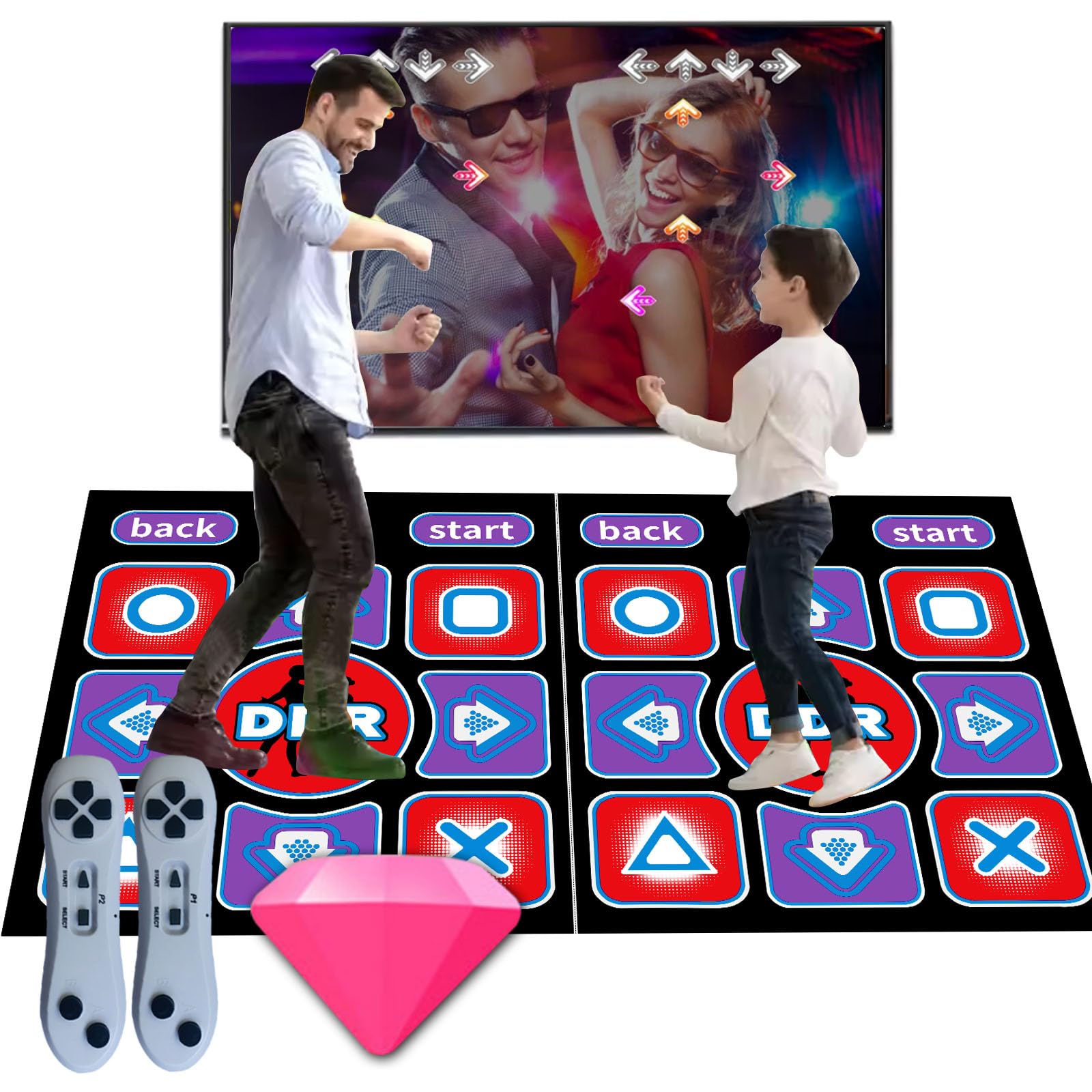Damcoola Adecuado para niños y adultos, alfombra de baile doble con enlace de TV para ejercicio y juegos, plug and play, estera de baile para niños y juegos, regalo para niños y niñas.