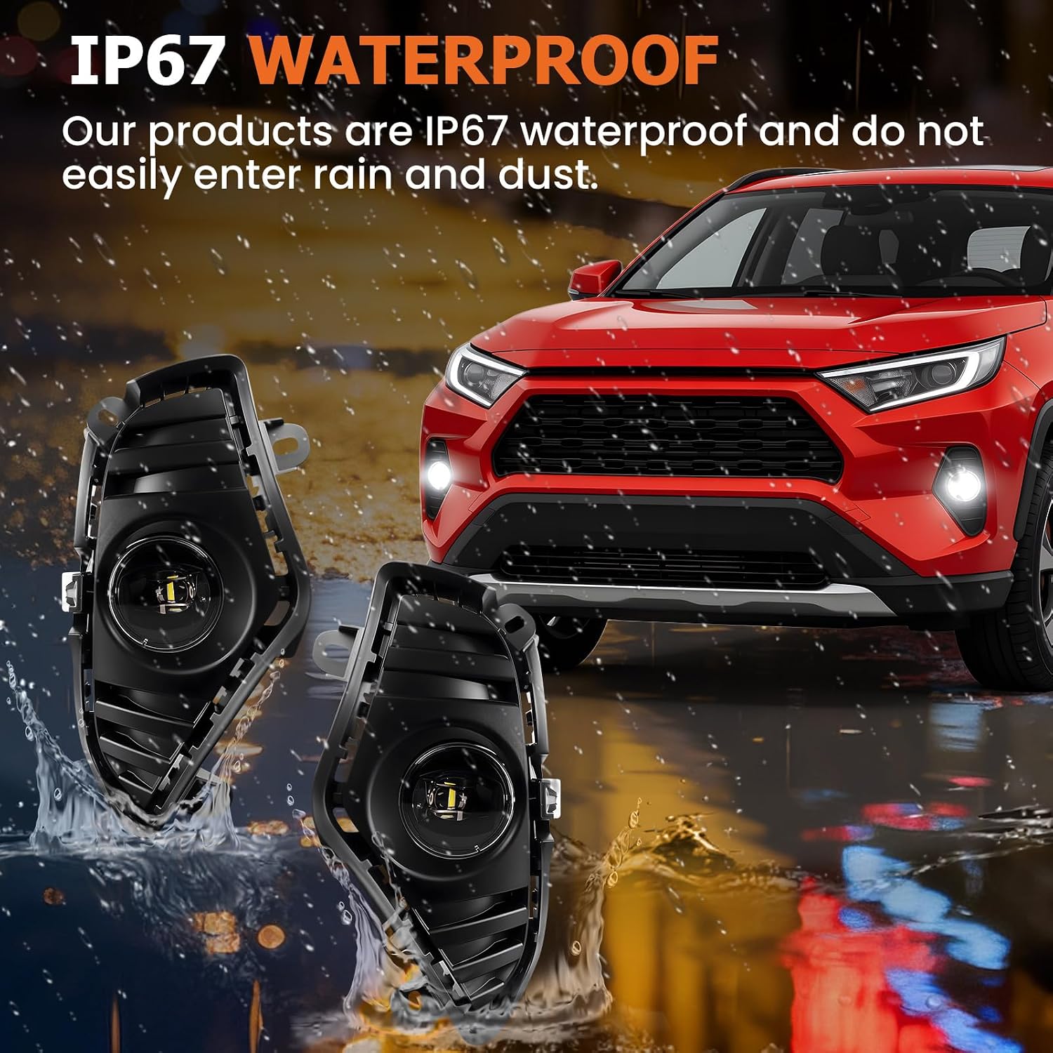 LED Fog Lights for 2019-2025 Toyota RAV4, Clear Lens Fog Lamps Assembly Replacement, Waterproof & Easy to Install, 1 Pair with Switch & Wiring Harness Kit (Not Fit Adventure Model)