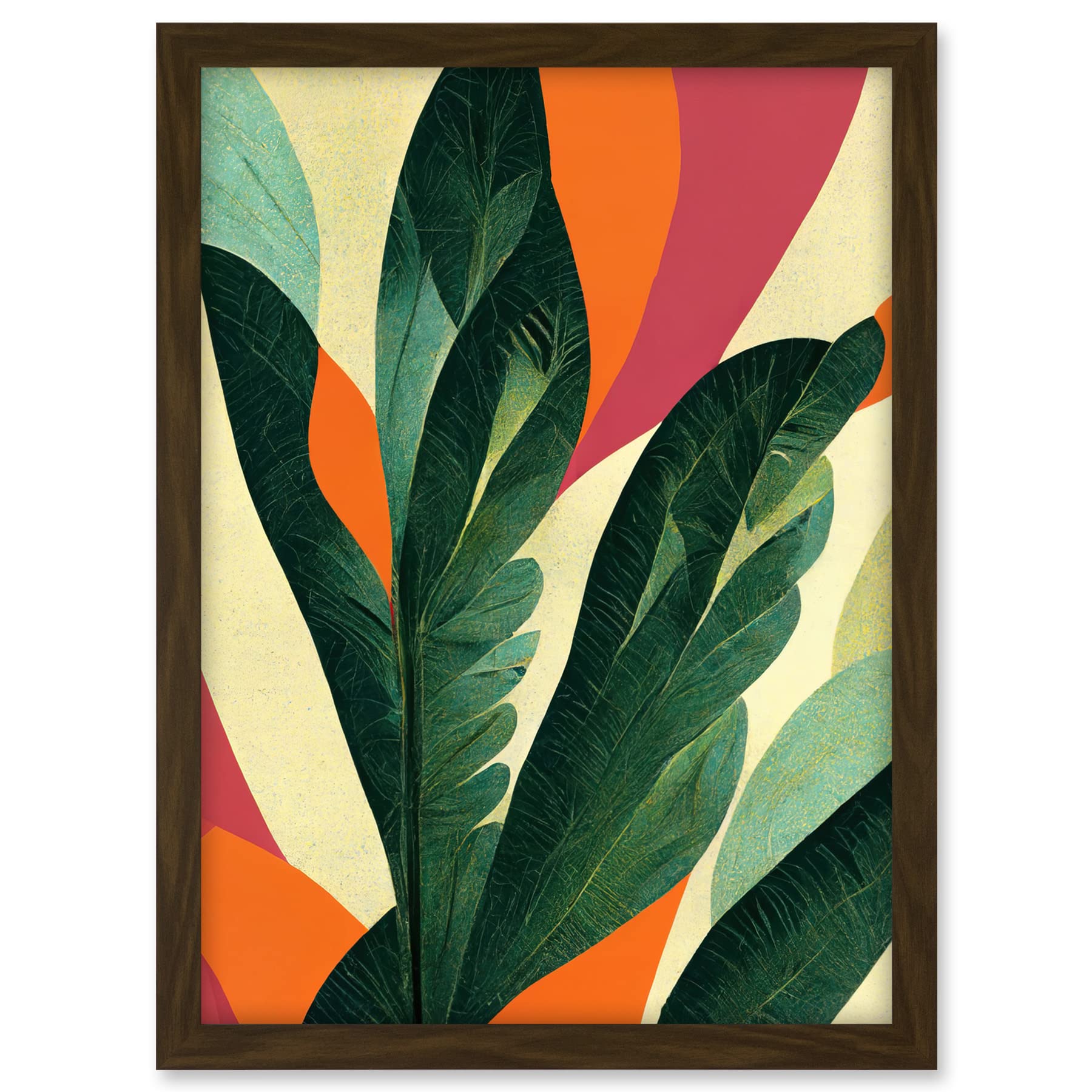 Wee Blue Coo Abstract Boho Colour Exotic Tropical Leaves Botanical Artwork Framed A3 Wall Art Print