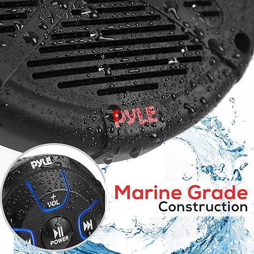 Miniatura 3 de Pyle Kit de altavoces marinos duales de 6.5 pulgadas, resistente al agua con receptor de control remoto Bluetooth amplificado para vehículos