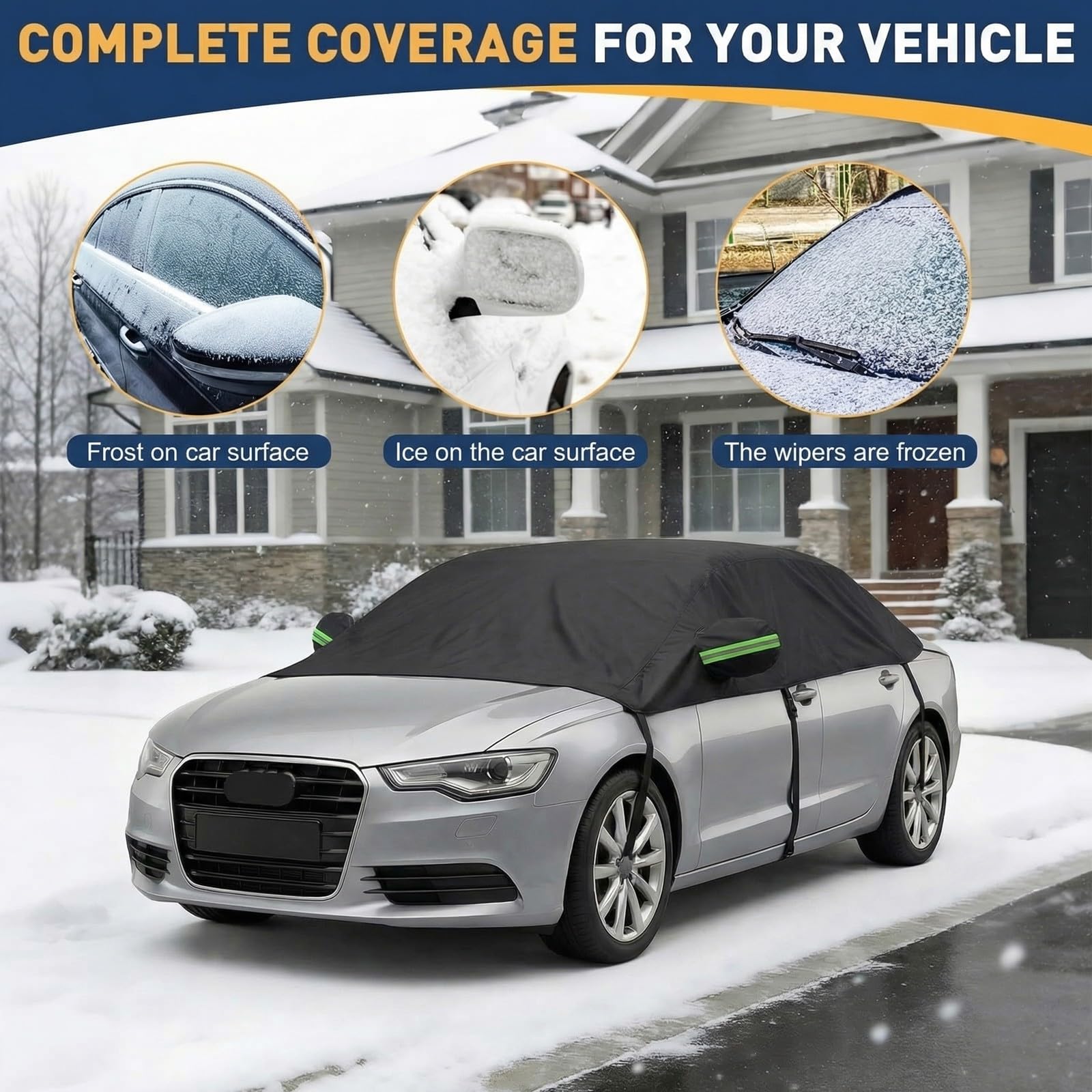 420D Autoabdeckung Wasserdicht Outdoor Halbgarage für BMW 3 Series 330Ci E46,Allwetterschutz Autoplane Abdeckplane Auto Winter Sommer, Autogarage Abdeckung(Schwarz)