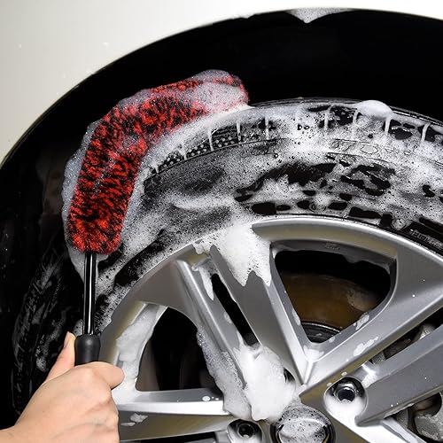 Miniatura 5 de Paquete de 4 cepillos suaves para llantas de rueda sin metal, cepillo sintético de limpieza de automóvil, altamente absorción de agua, cepillo de