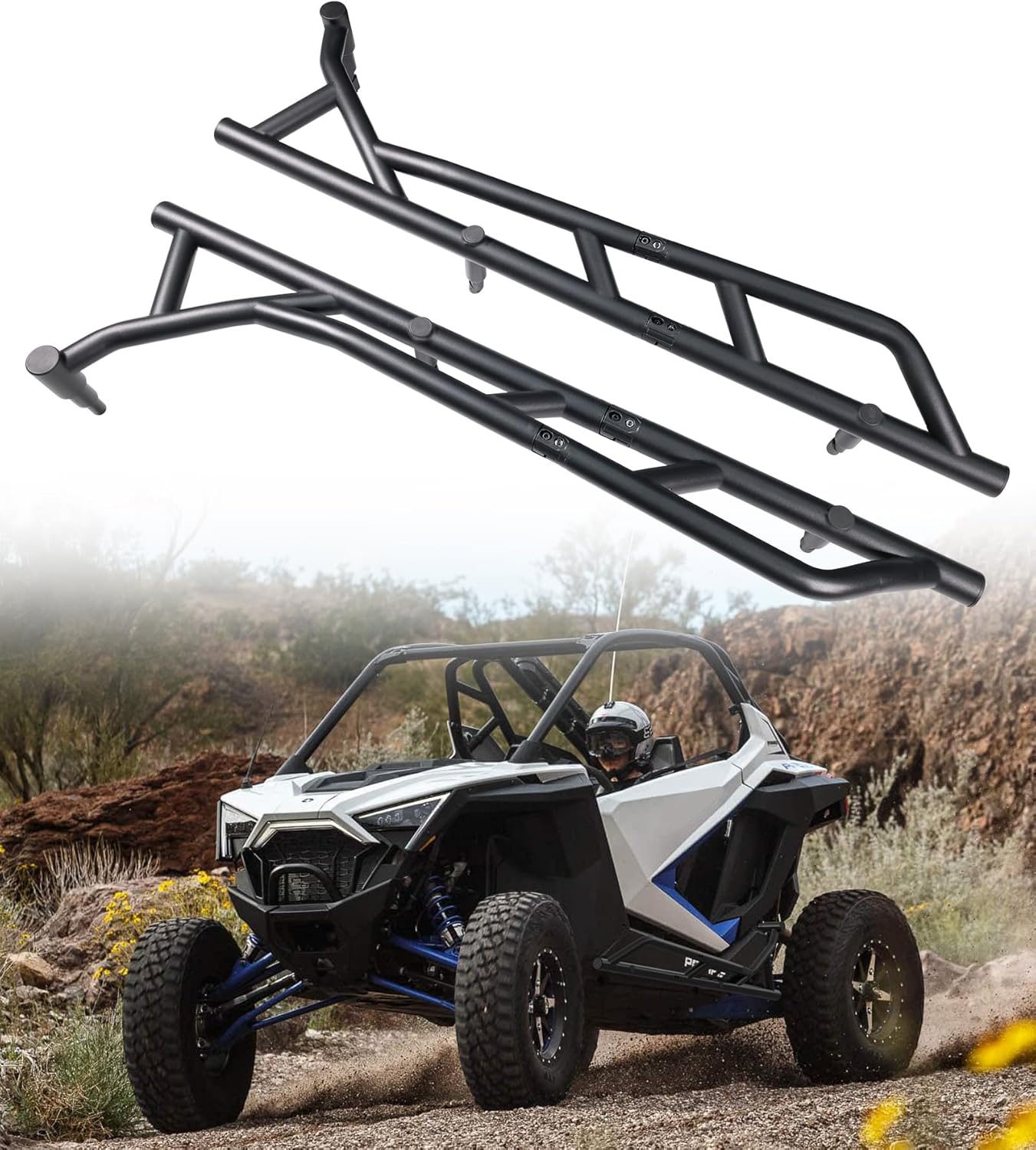 ELITEWILL RZR PRO XP Nerf Bars Rock Sliders Fit for 2020-2024 RZR PRO XP, RZR Turbo R and RZR Pro R Side Step Bumper Guard Tree Kickers Accessories Replace OEM#2889208-458 and 2889208-293, 2-Seater