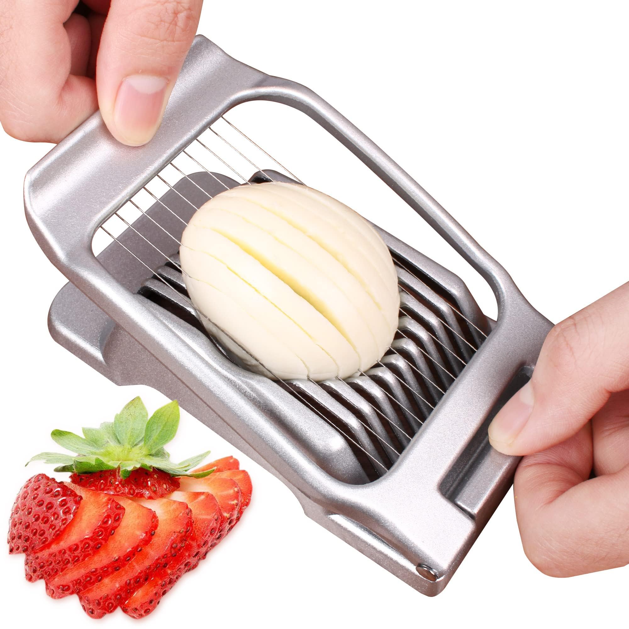 CENXI Egg Slicer, Cheese Cutter, Strawberry Slicer, Heavy Duty Aluminium Slicer, Stainless Steel Wire Multipurpose Egg Cutter,Dicer for Soft Fruit Mushroom
