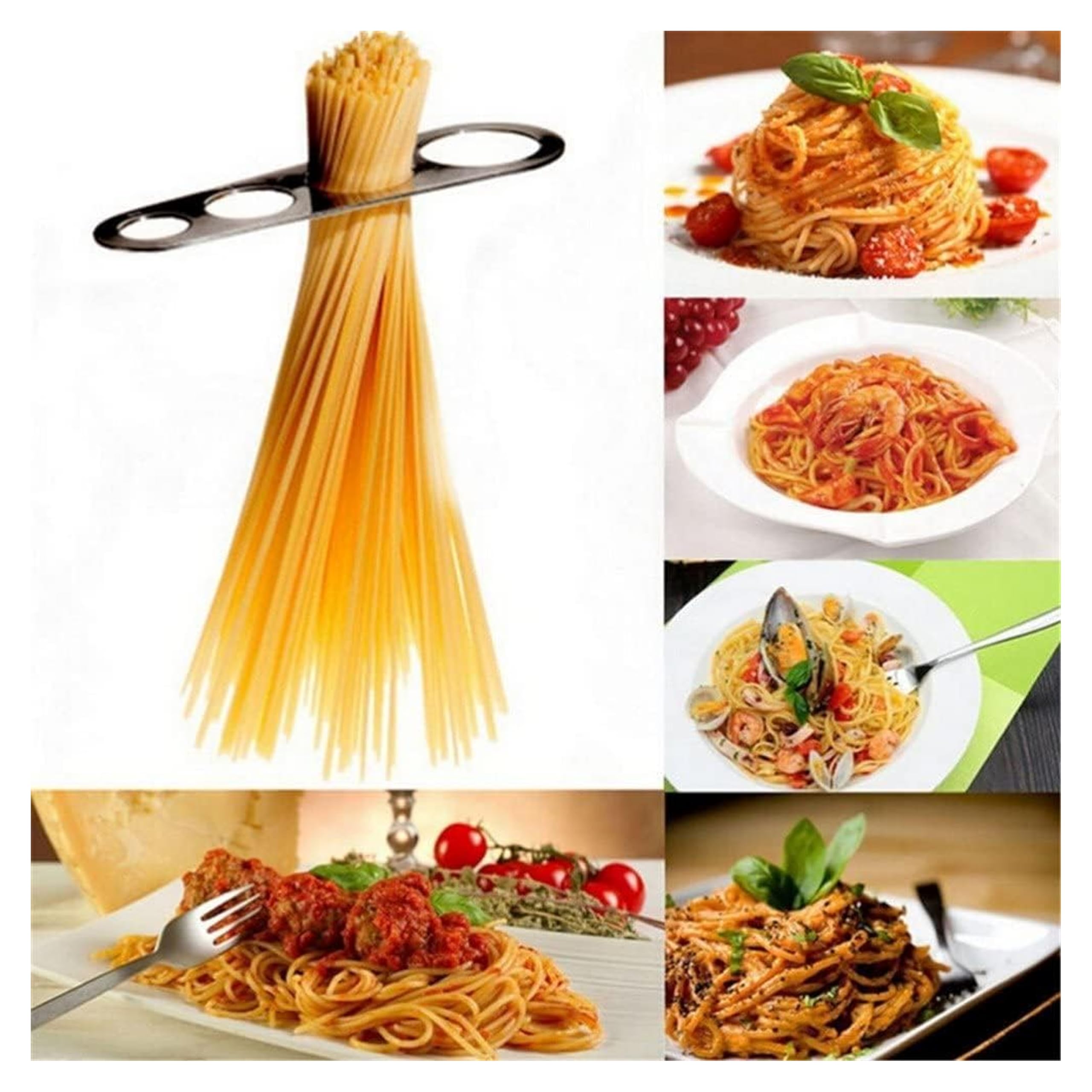 2 in Acciaio Inox, per misurare la Pasta Lunga, utensile da Cucina, per Spaghetti, con di misurazione (Misura Fino a Una porzione per Quattro Adulti)