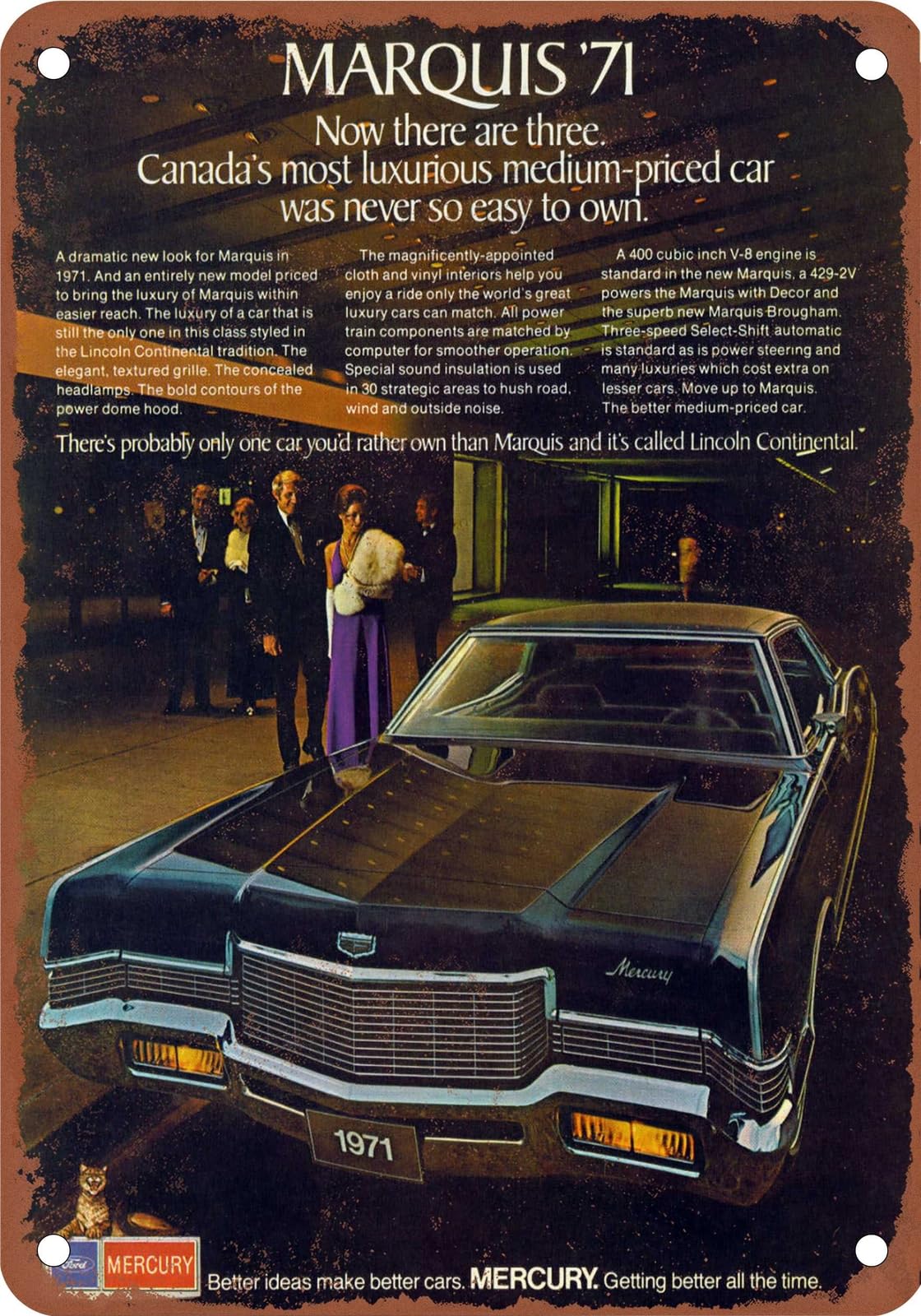 Miaomansenstore Metal Sign - 1971 Mercury Vintage Ad 08 - Old Retro Rusty Look Home Decor