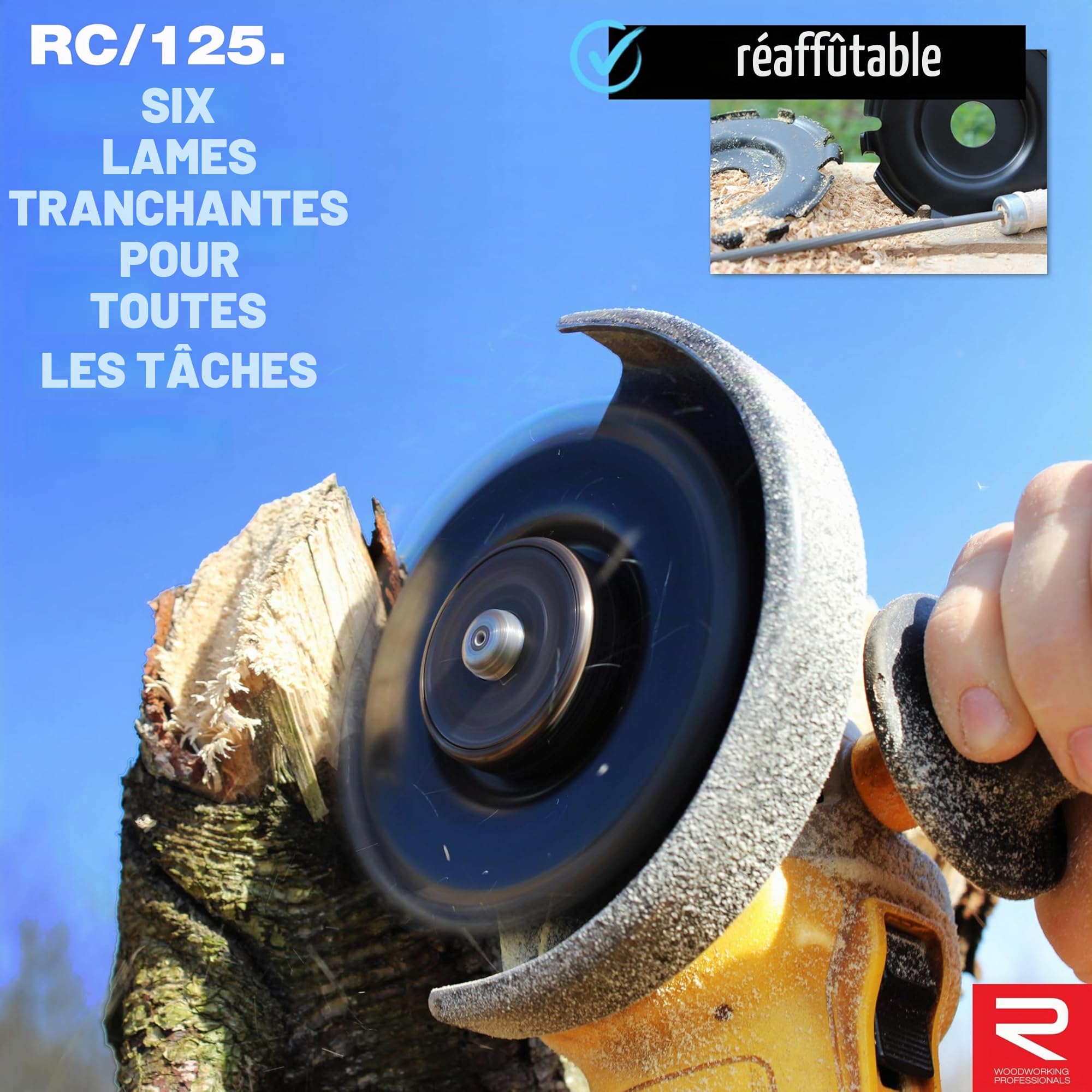 ROTAREX Disque de sculpture professionnel pour bois (dur et mou) - Disque de sculpture sur bois en acier suédois à haute teneur en carbone - Diamètre 125 mm x 22,2 mm