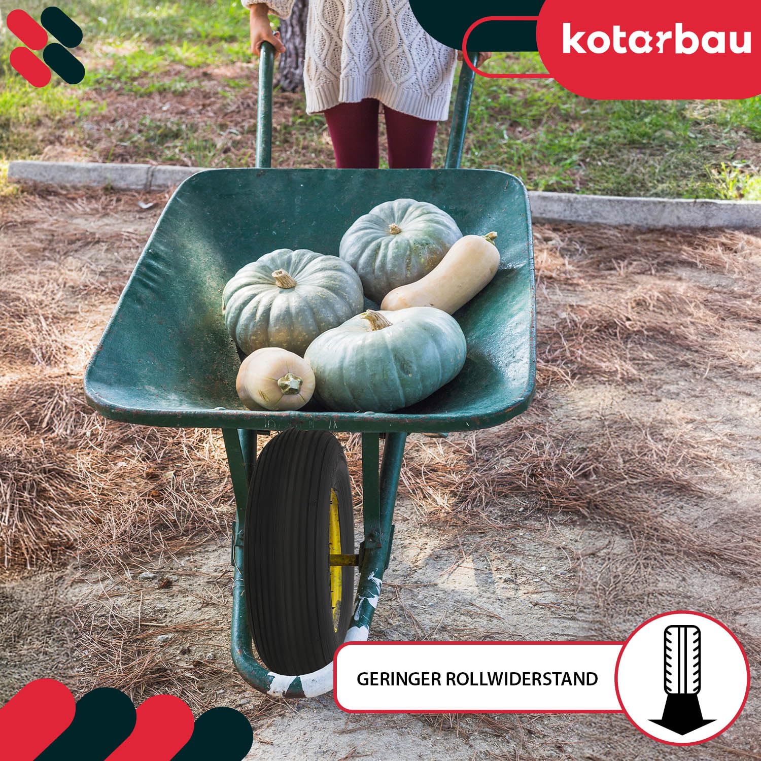 KOTARBAU® Schubkarre Reifen - 4.00-8 - Sackkarre Ersatzreifen - ⌀ 38 cm - für Schubkarrenrad - Schubkarrenreifen - Gummi - Schwarz