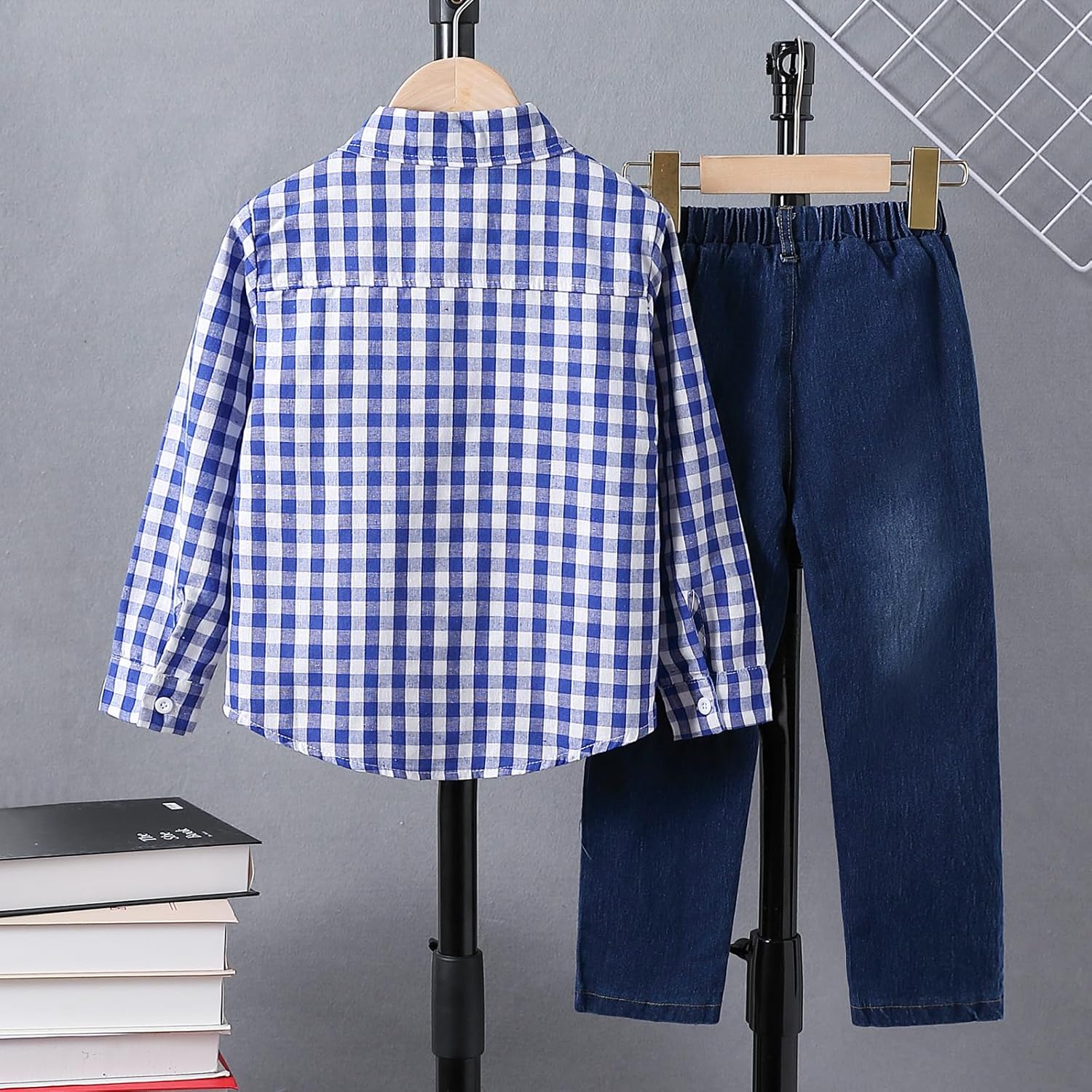 4-8 Years Boys Plaid Shirts & Denim Jeans Outfit Clothing Casual Toddler Boy Fashion - Image 8