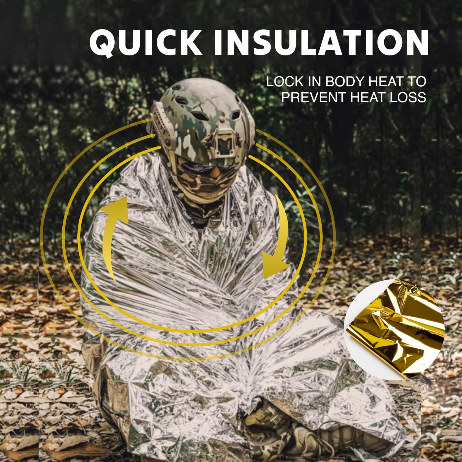Mantas Térmicas de Supervivencia Premium - Pack de 5, Reversibles Oro/Plata, Protección Avanzada contra el Frío y el Calor, Ideales para Senderismo, Emergencias y Primeros Auxilios - 210x160 cm