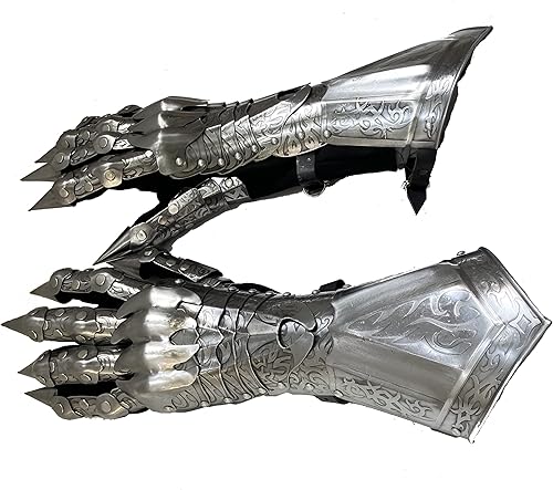 Guantelete de armadura de fantasía Prop medieval disfraz de Halloween Guanteletes articulados, Pulido