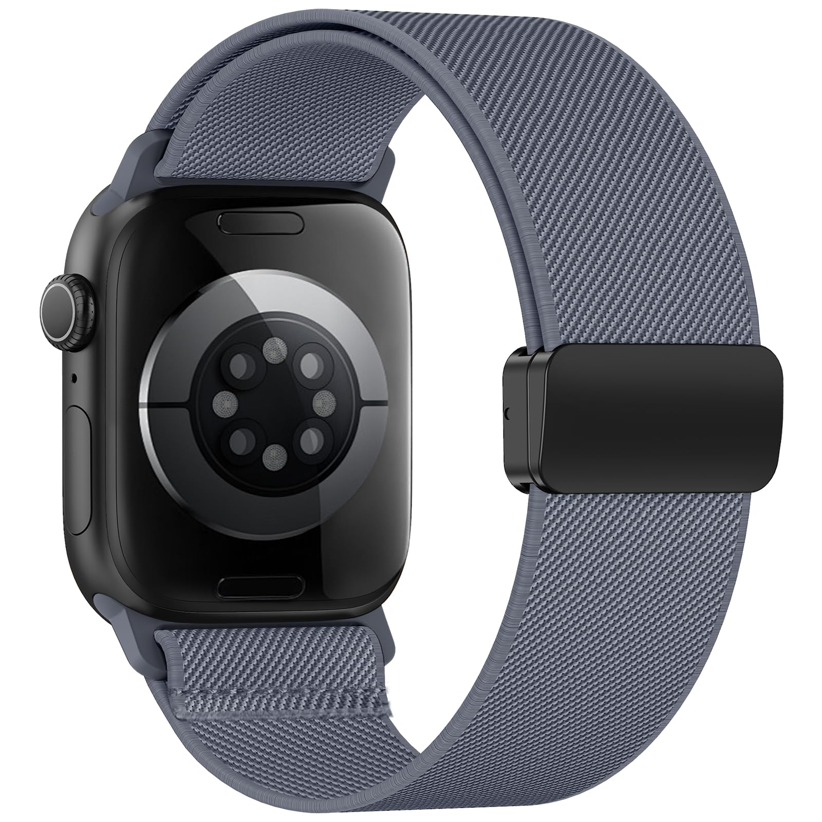 Elastisches Armband Kompatibel mit Apple Watch Armband 40mm 44mm 42mm 46mm 41mm 45mm 38mm Damen Herren, Magnetic Closure Nylon Sport loop für iWatch Series 11 10 9 8 7 6 5 4 3 2 1 Ultra SE, Schwarz