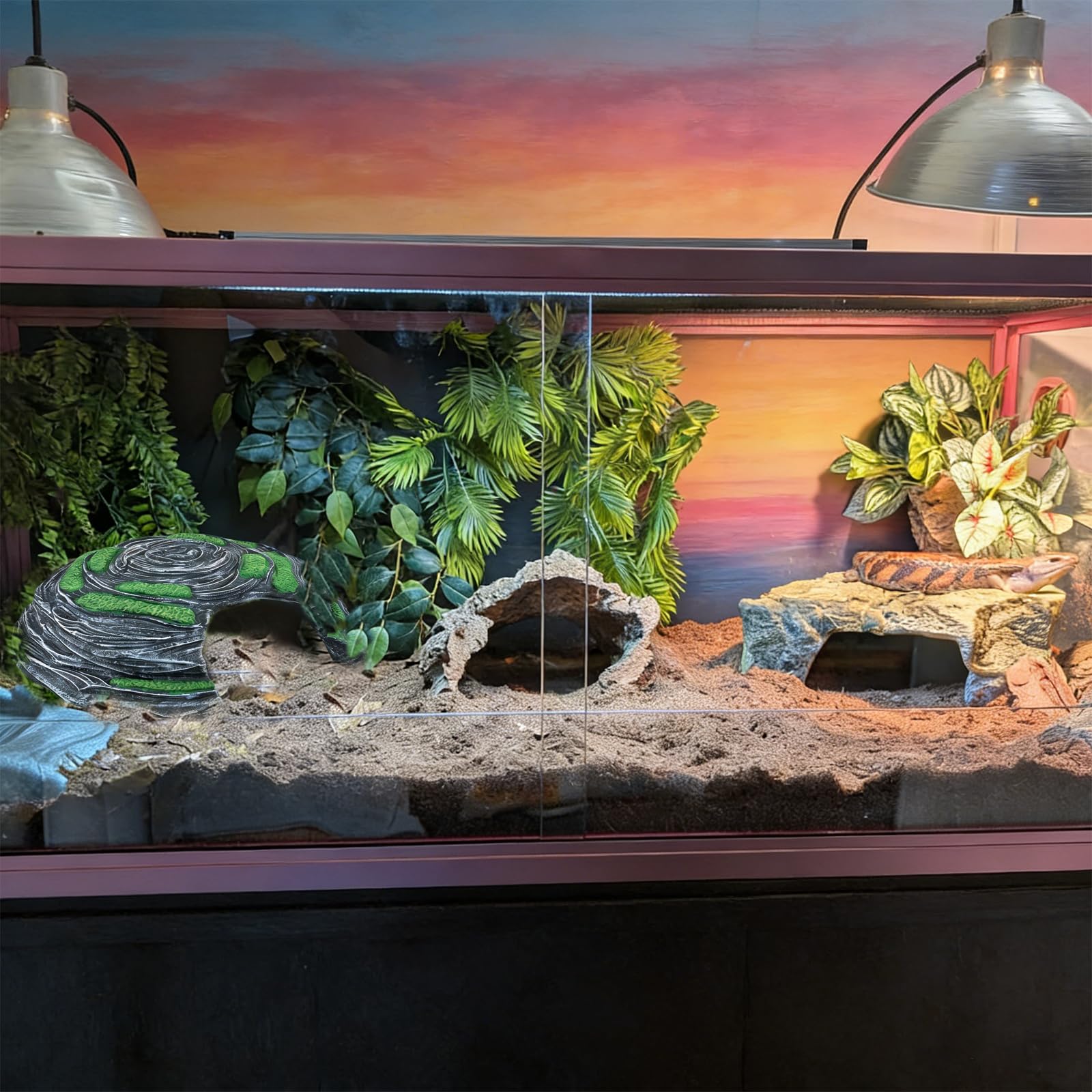 Grande grotta realistica per rettili, terrario, acquario, habitat, nascondiglio in resina per draghi barbuti, lucertole, serpenti, gechi, tartarughe, tartarughe e piccoli anfibi