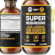 Mushroom Supplement - Lions Mane Reishi Cordyceps Chaga Turkey Tail Inulin & More Mushrooms For Immune Support, Energy - Premium Nootropic Brain Supplements For Memory And Focus - Made in USA 2 FL Oz